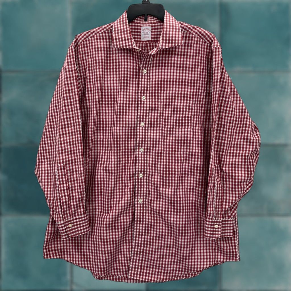 Brooks Brothers Brooks Brothers 1818 Madison Button Up Shirt Mens 17.5-34 Red Check Plaid Supima Size US XXL / EU 58 / 5 - 1 Thumbnail