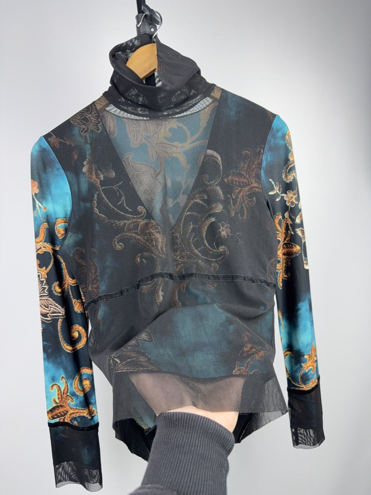 Japanese Brand Vintage Sheer Mesh Baroque Top Y2K Gaultier Style High Neck Size M / US 6-8 / IT 42-44 - 6 Thumbnail
