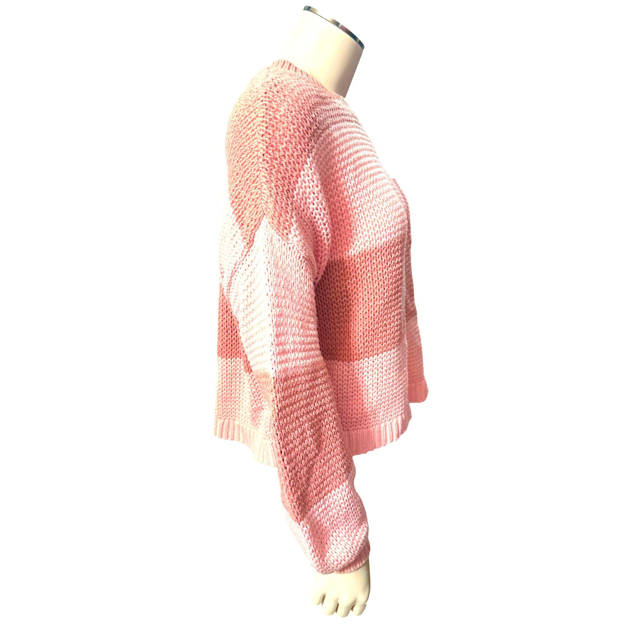 American Eagle Outfitters American Eagle Striped Knit Long Sleeve Sweater Pink Brown C Size S / US 4 / IT 40 - 4 Thumbnail