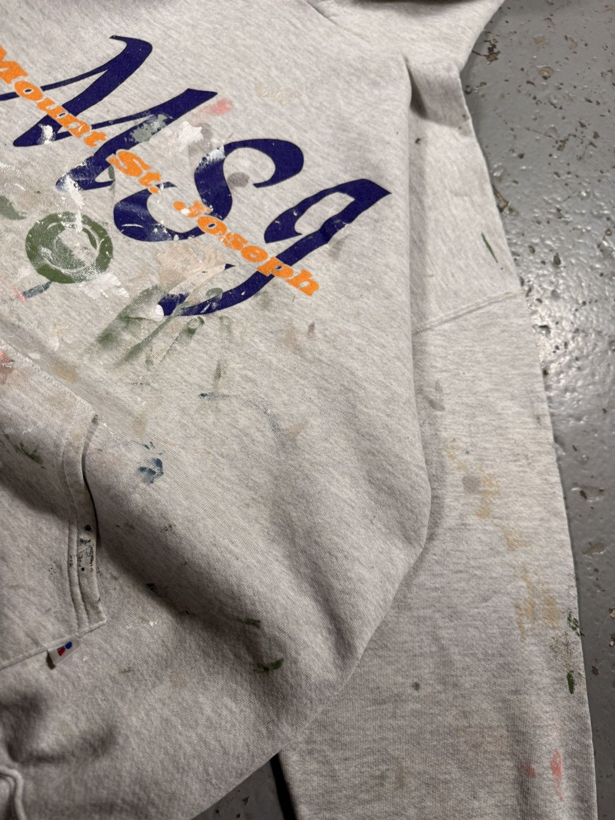 Russell Athletic Vintage Russells Athletic Thrashed Paint Splash Hoodie Size US XL / EU 56 / 4 - 5 Thumbnail