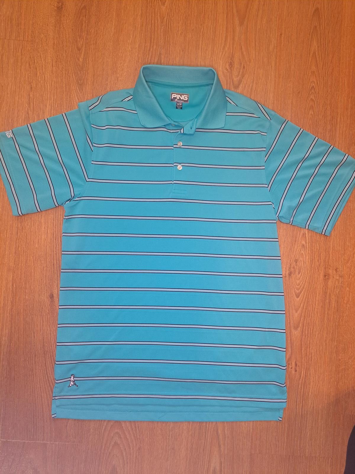 PING PING Performance Golf Polo Shirt Medium Turquoise Striped Size US M / EU 48-50 / 2 - 1 Thumbnail