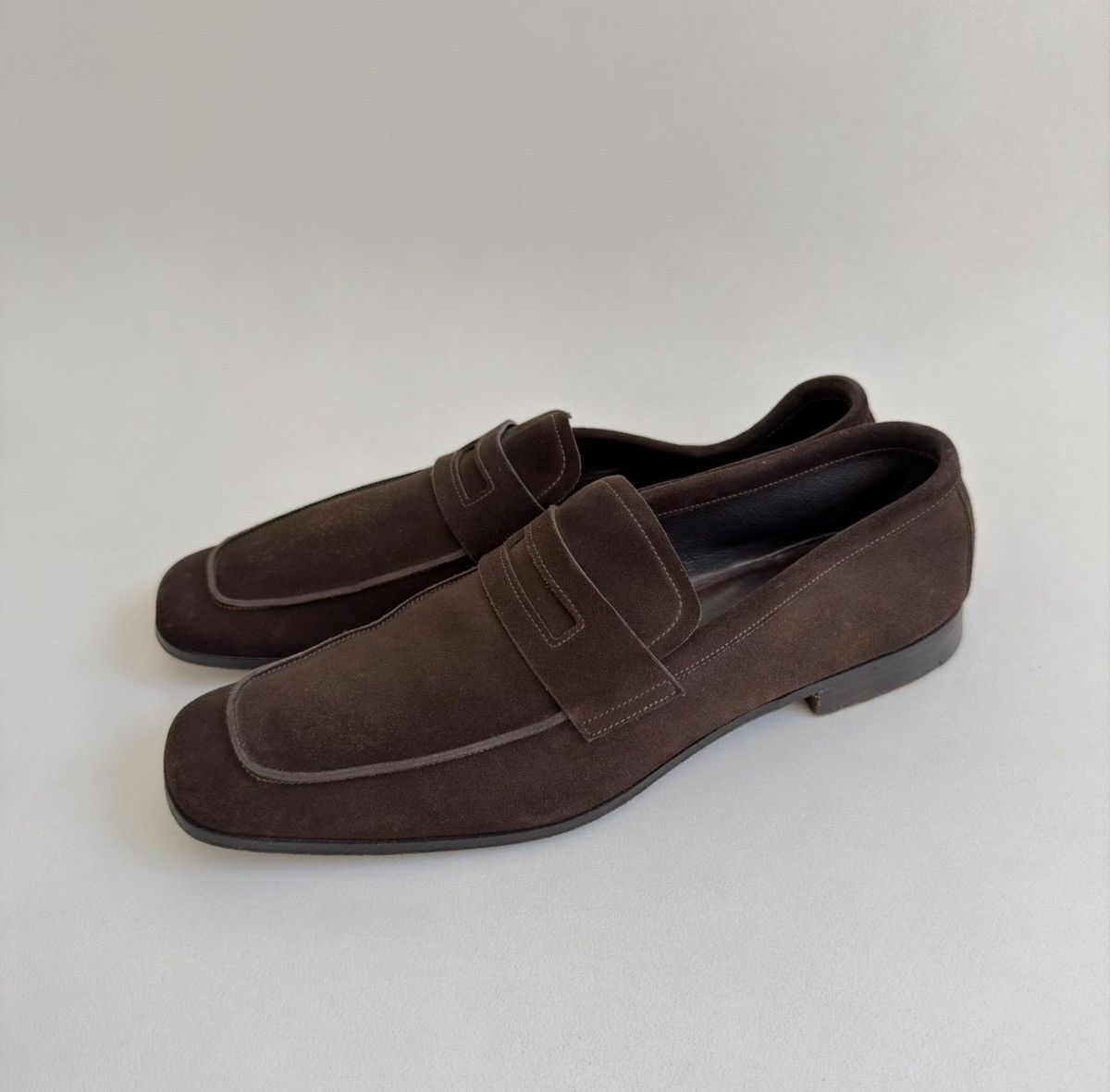 Prada Brown Suede ‘Square Toe’ Loafers Size US 8.5 / EU 41-42 - 7 Thumbnail