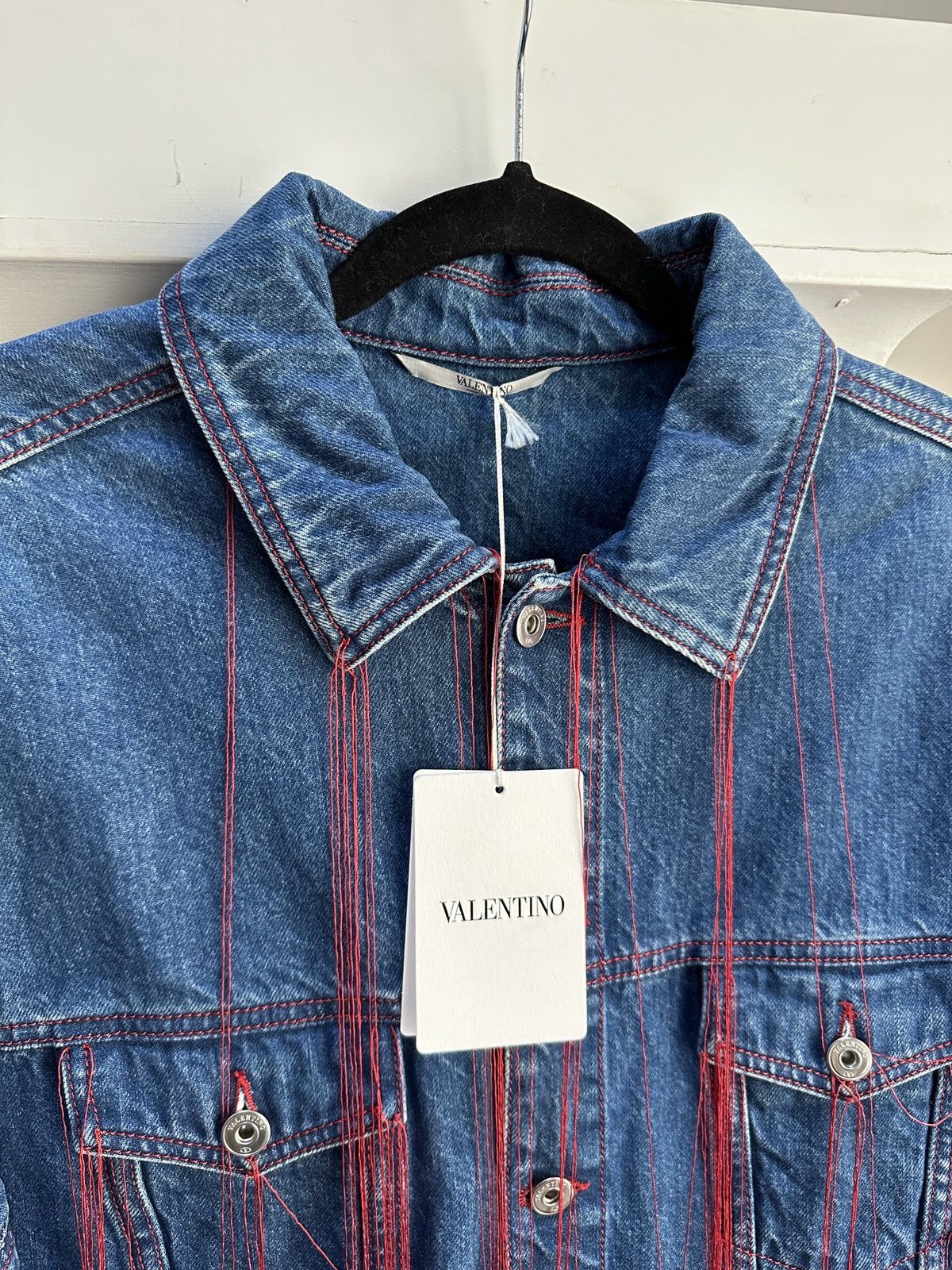 Valentino Denim Fringed Jacket Size US S / EU 44-46 / 1 - 2 Thumbnail