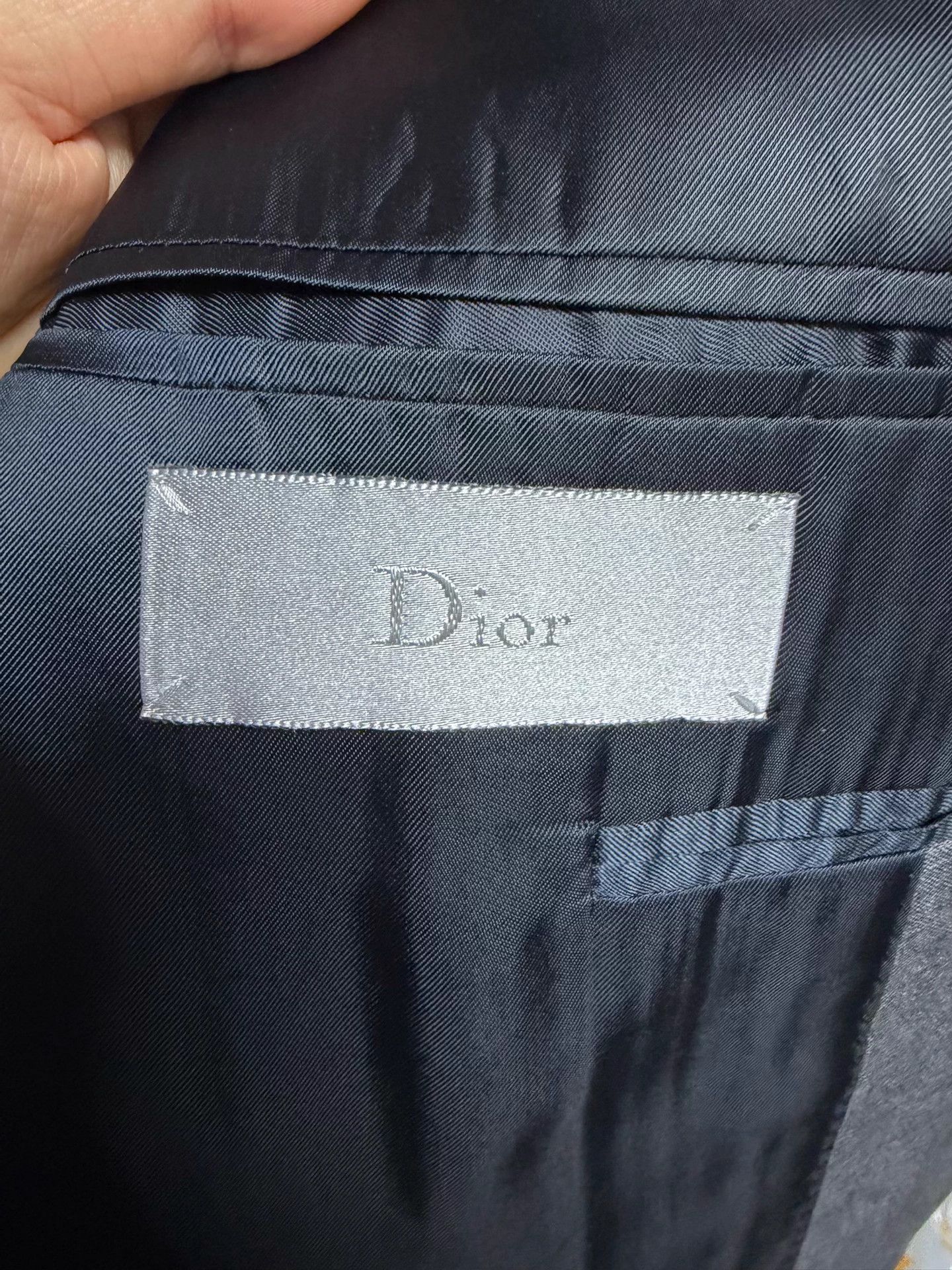 Dior Dior Men's 48 Wool Blend Lambskin Lining Leather Collar Suit Size 48L - 3 Thumbnail