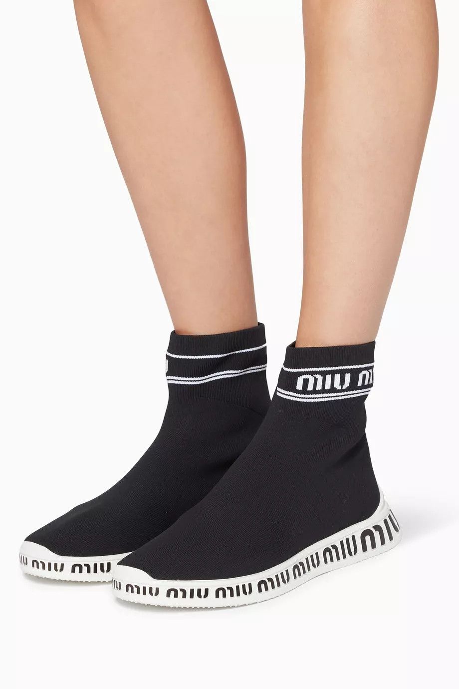 Miu Miu o1la1rc1a0724 Sock Boots in Black Size US 7 / IT 37 - 4 Thumbnail