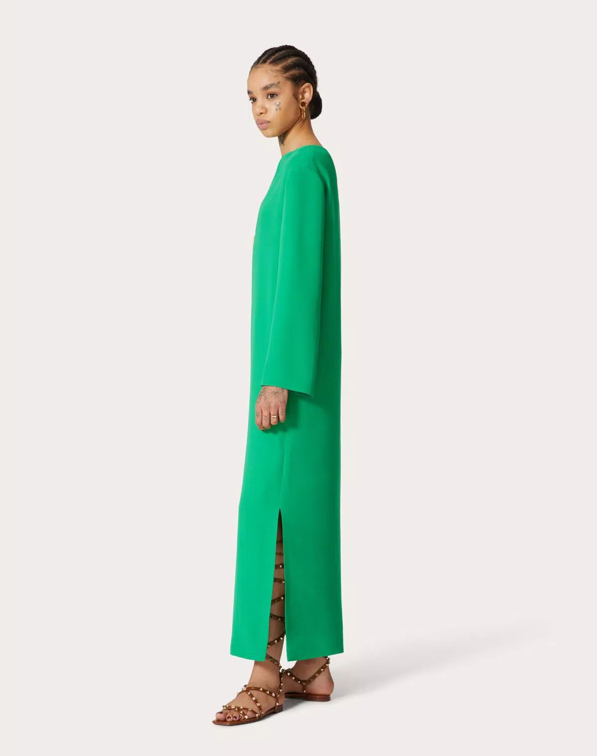 Valentino o1s1wg110625 Cady Couture Kaftan Dress in Green Size S / US 4 / IT 40 - 3 Thumbnail