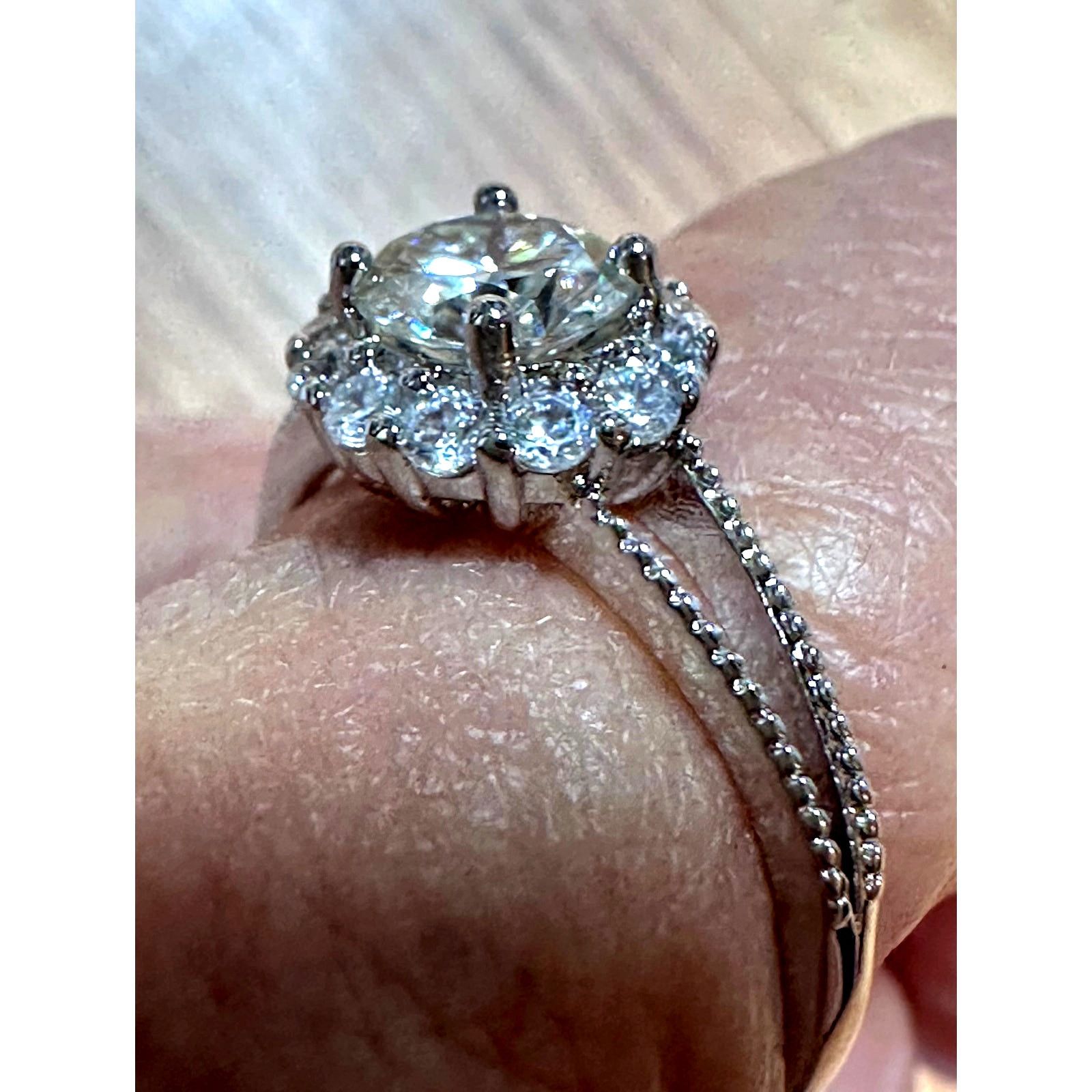 Other 1 ct Moissanite Round Cut Ring with Moissanite Accents 8 Size ONE SIZE - 12 Thumbnail