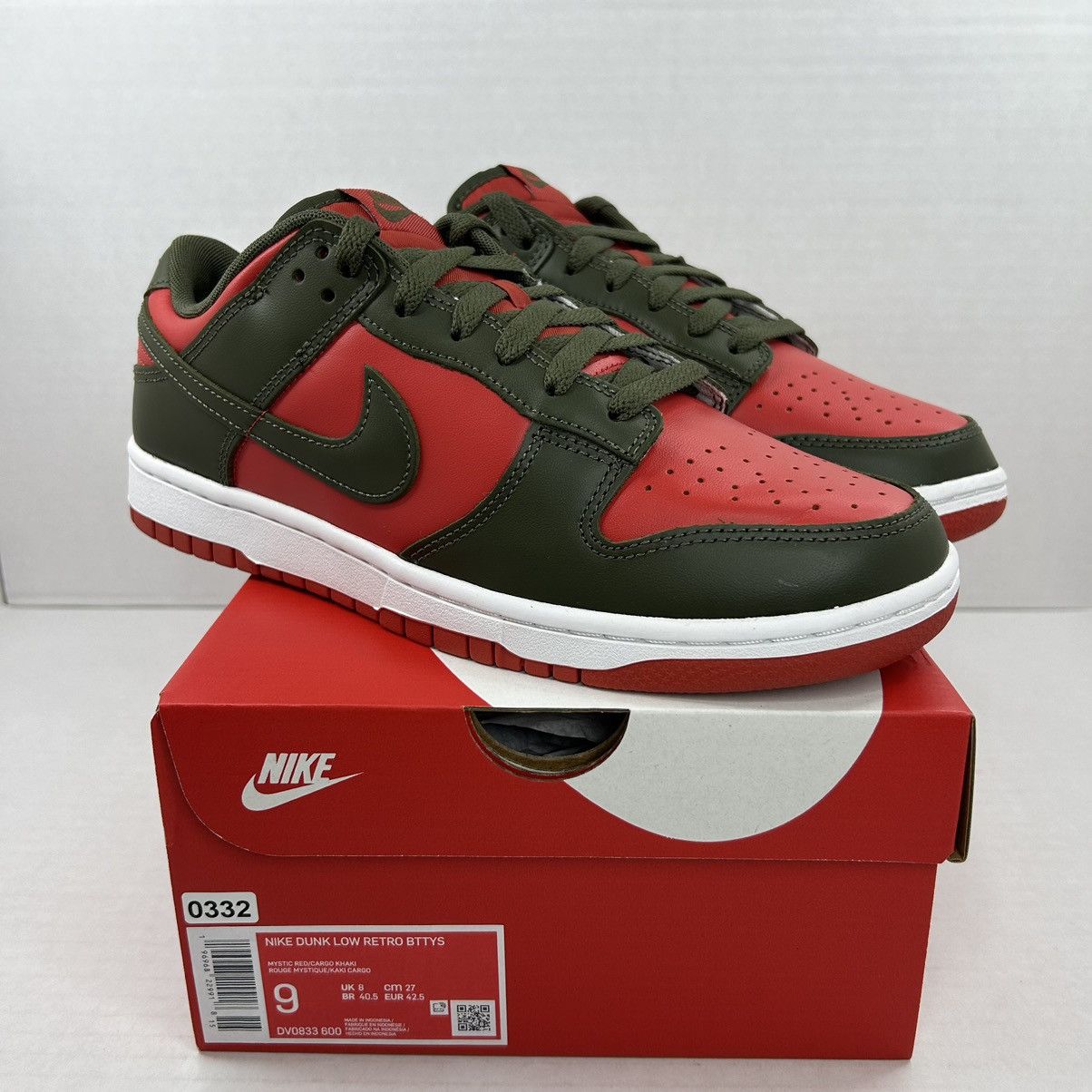 image of Nike Dunk Low Mistic Red Cargo M9/w10.5 Shoes, Men's