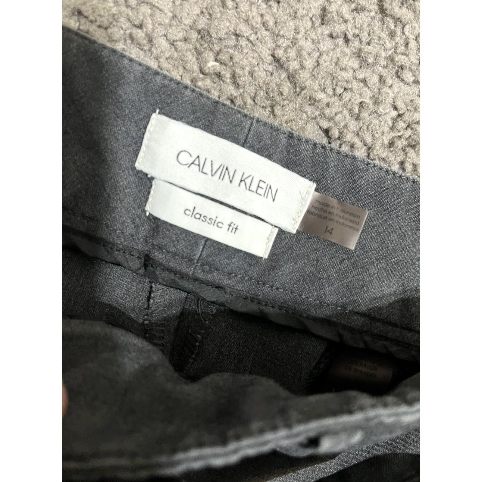 Calvin Klein Calvin Klein Dress Pants Womens 14 Gray Classic Fit Polyester Spandex Front Flat Pockets Modern Size 36" / US 14 / IT 50 - 3 Thumbnail