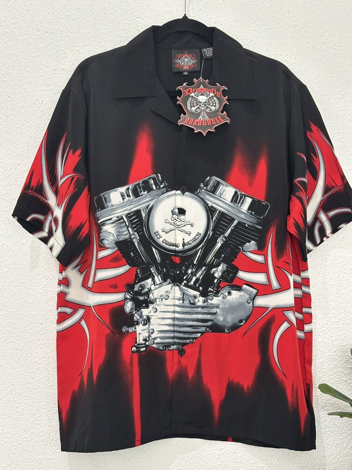 Dragonfly Vintage Dragonfly Tribal Hot Rod Flame Engine ButtonUp Shirt Size US M / EU 48-50 / 2 - 3 Thumbnail