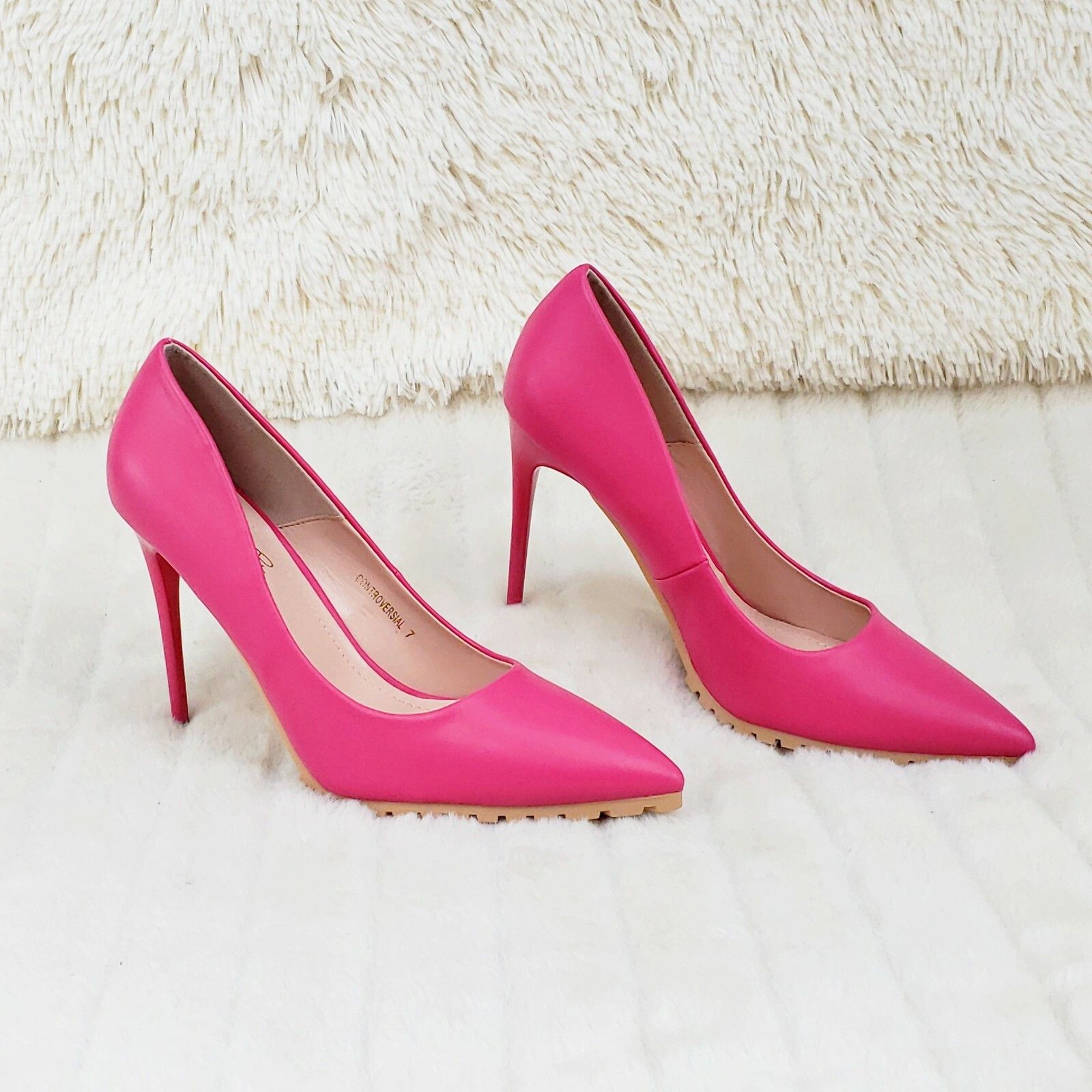 Other Revenge Fuchsia 4.5" High Heel Shoes Pointy Toe Pump Lug Sol Size US 7.5 / IT 37.5 - 6 Thumbnail