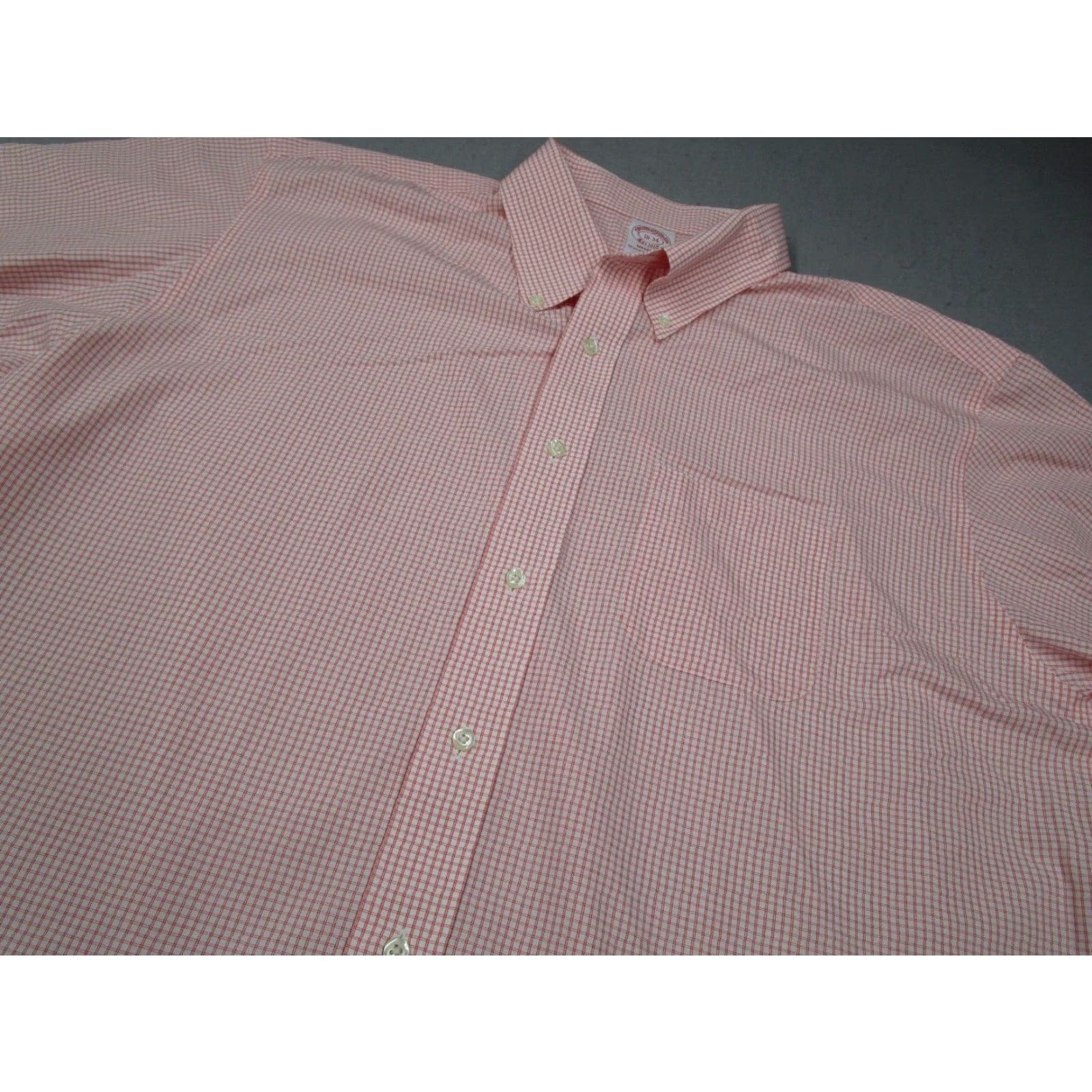 Brooks Brothers BROOKS BROTHERS Dress Shirt Madison Mens 18 34 Red Check Non-Iron Button-Down Collar - Twill 100% Supima Cotton, Regular Fit Size 34R - 2 Thumbnail