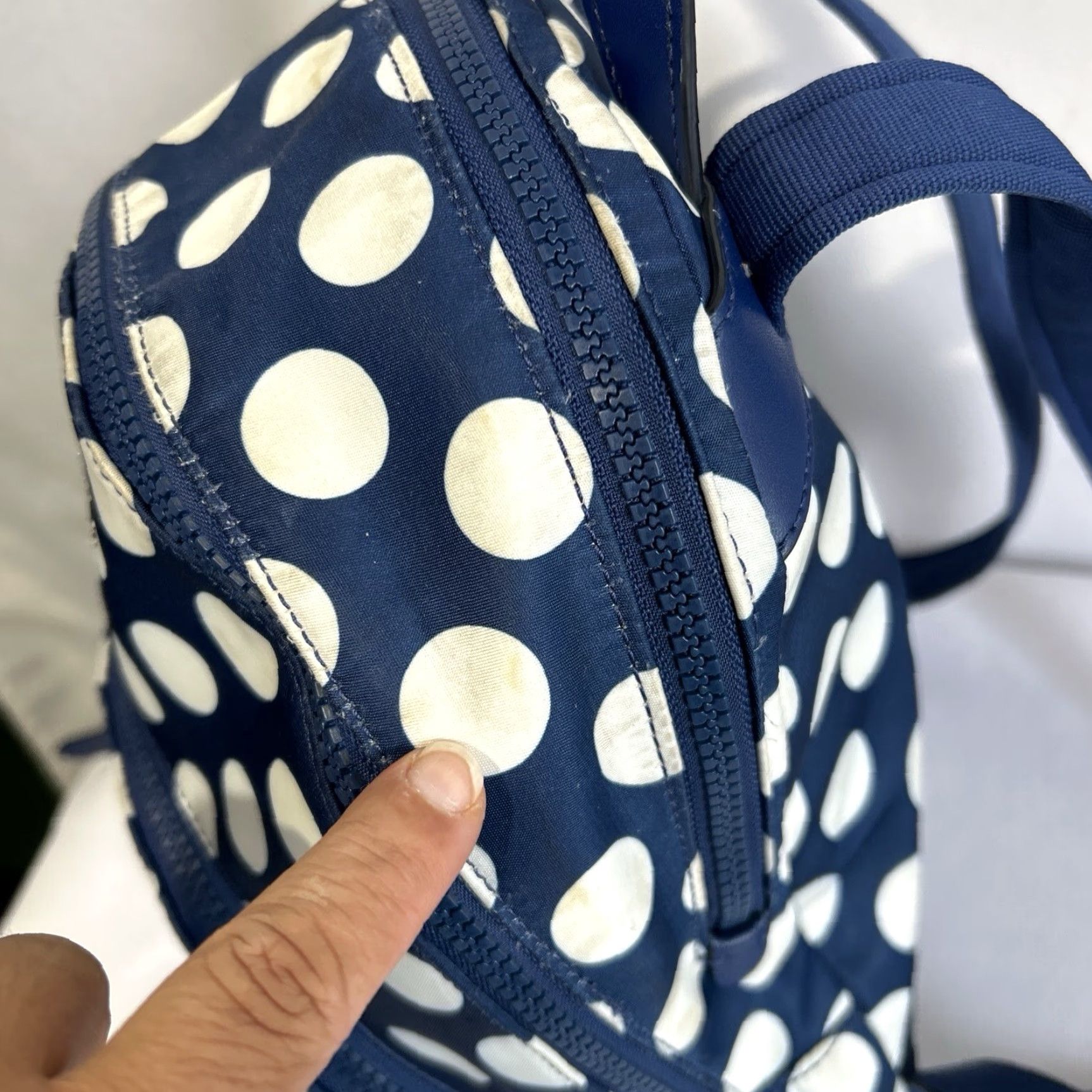 Vintage Kate Spade Karissa Nylon Seaside Small Backpack Blue With Wallet Polka Dot Backpack Women Small Blue Wallet Included Size ONE SIZE - 4 Thumbnail
