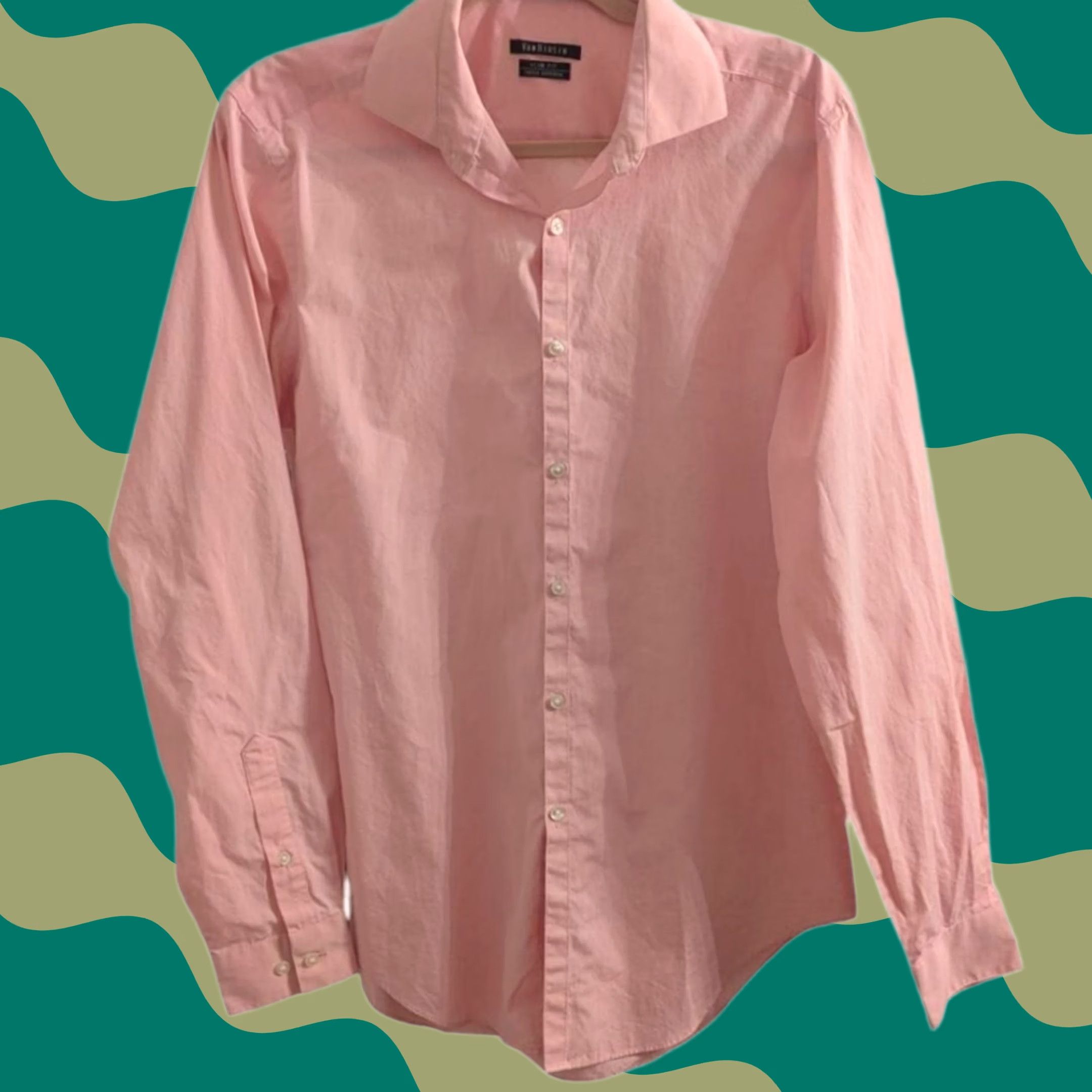 Van Heusen Van Heusen Dress Shirt Pink Slim Fit Long Sleeve 15.5 34/35 Wrinkle Resistant Button Cuff Mens Shirt Size 42R - 1 Thumbnail