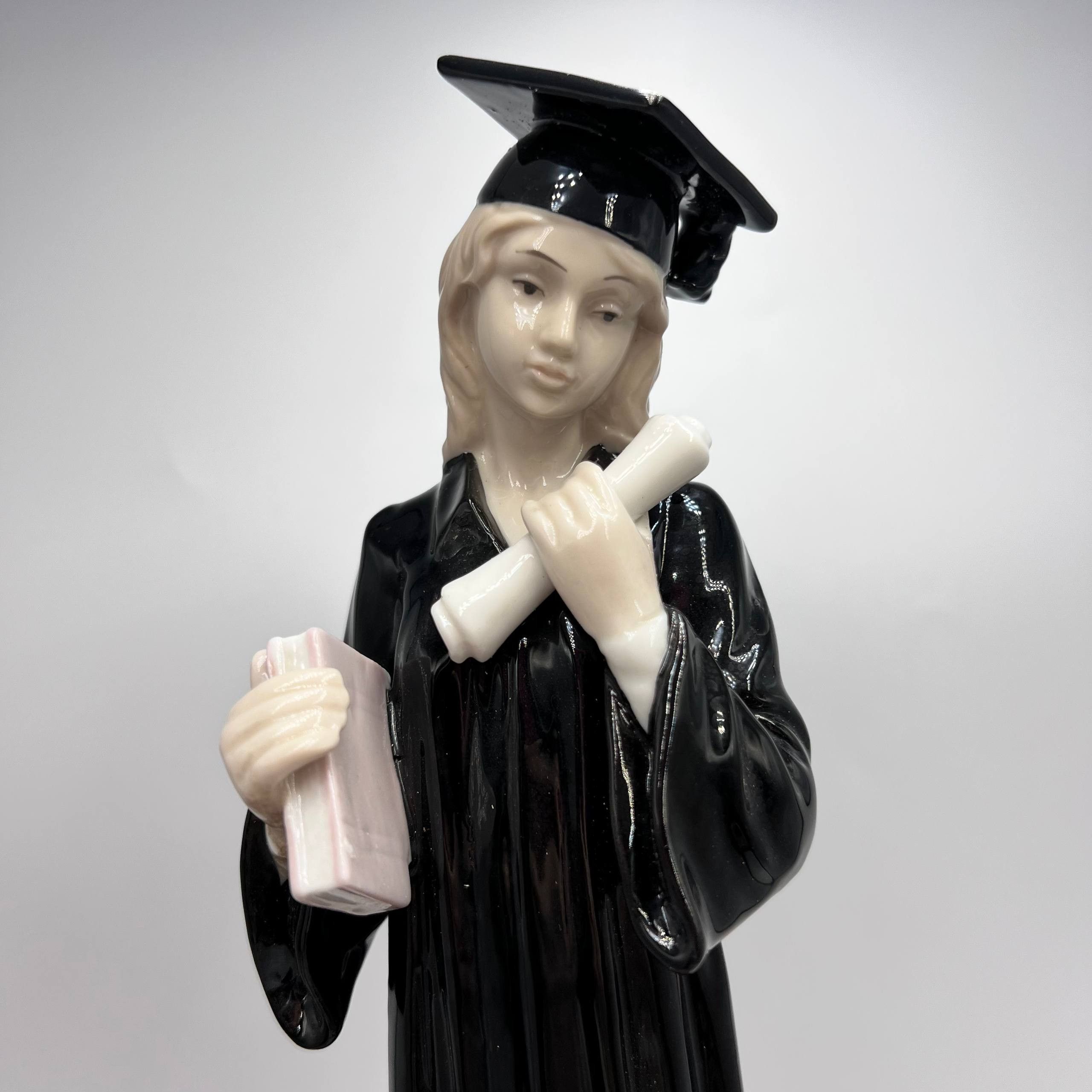 Vintage Pavone Porcelain Figurine Statue Graduation Girl