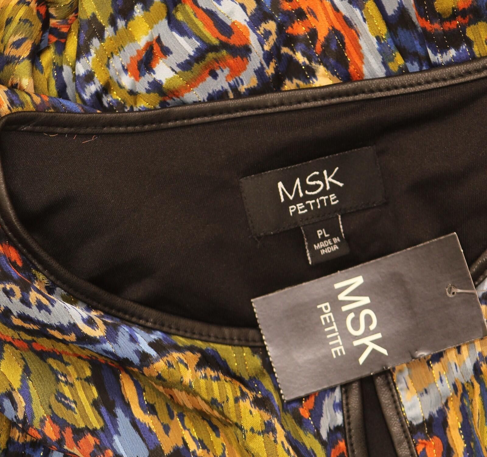 Other Nwt Msk Tiered Metallic Chiffon Dress Black / Navy Multi Pl Size L / US 10 / IT 46 - 4 Thumbnail