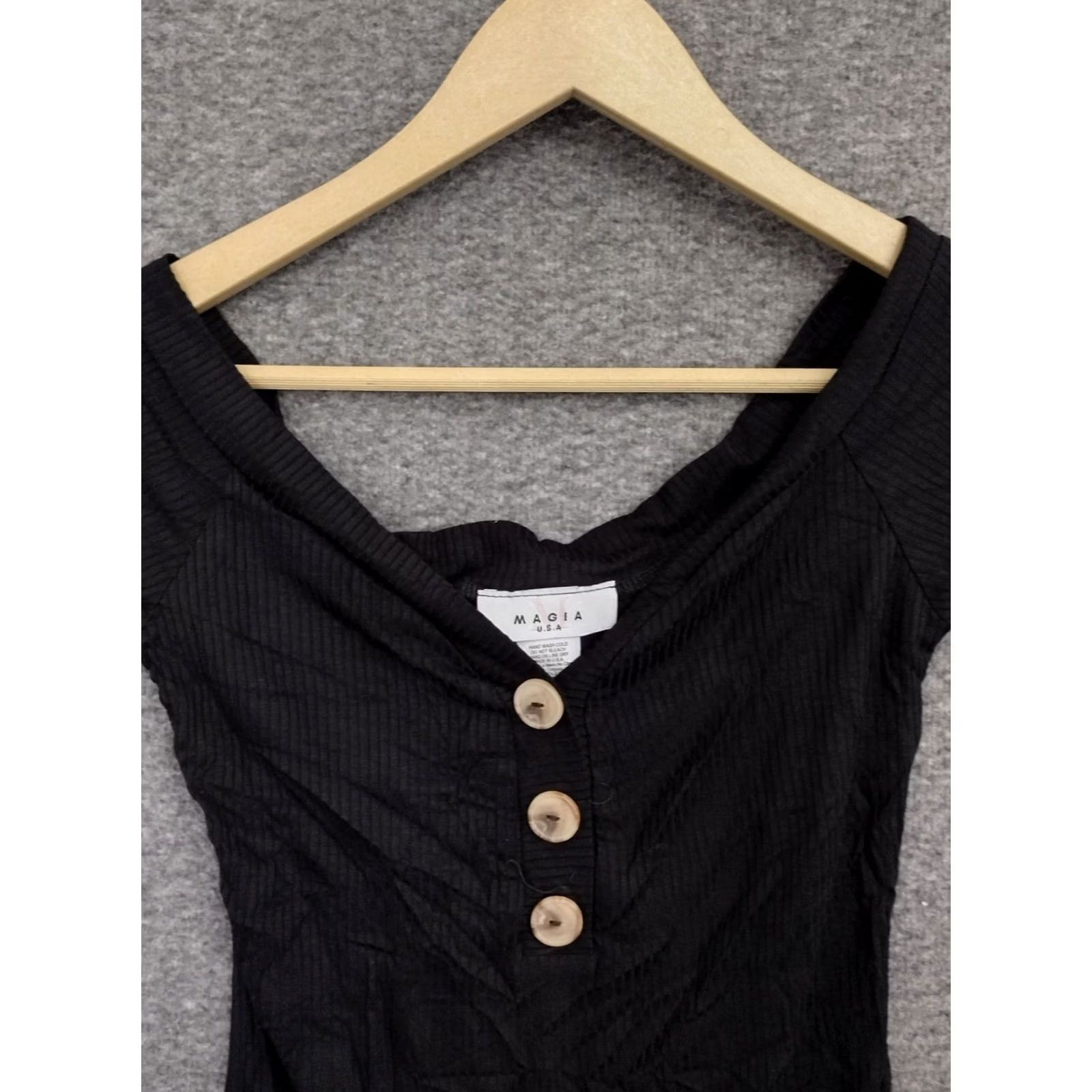 Vintage MAGIA Bodysuit Shirt Women Black Ribbed 3 Button Drop Size M Size M / US 6-8 / IT 42-44 - 3 Thumbnail