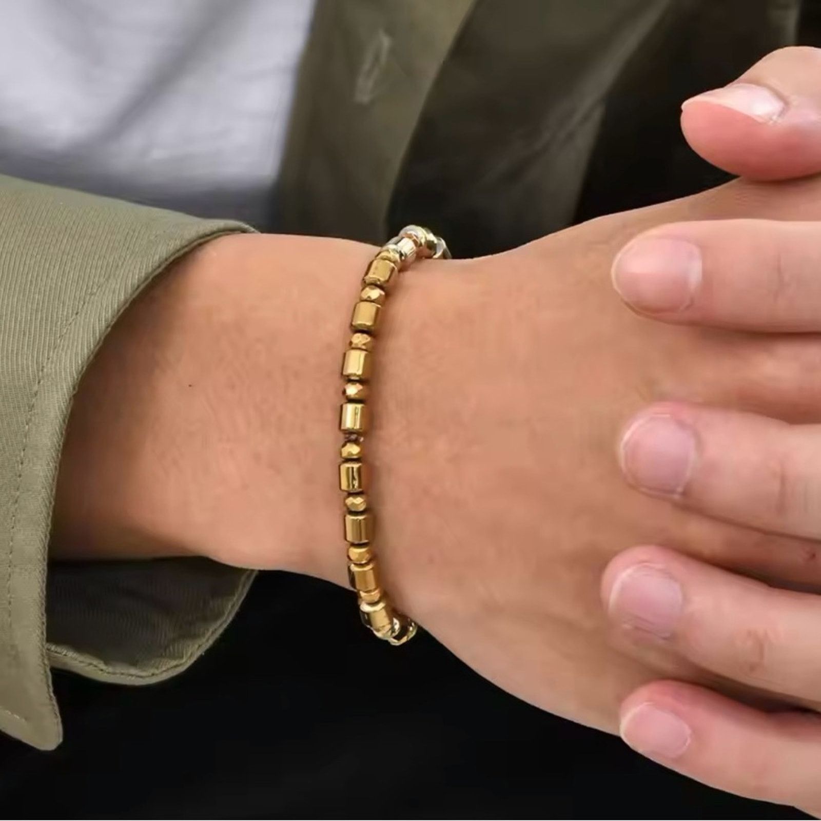 Other Gold Hematite Beaded Bracelet for Men Size ONE SIZE - 2 Thumbnail