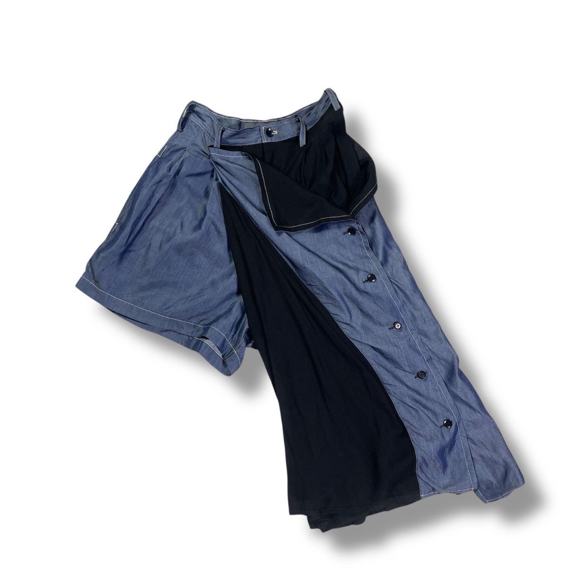 Yohji Yamamoto Rare! Yohji Yamamoto Split Denim Wide Asymmetrical Pant Size 28" / US 6 / IT 42 - 3 Thumbnail