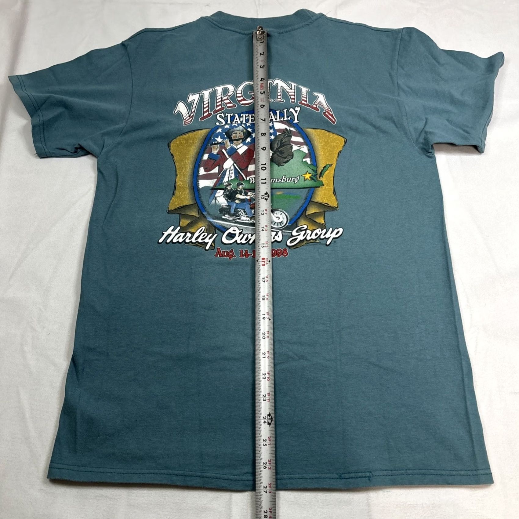 Harley Davidson VINTAGE Harley-Davidson T Shirt M 1998 Virginia Harley Owners HOG Rally Williamsburg Mens Green Size M Size US M / EU 48-50 / 2 - 7 Thumbnail