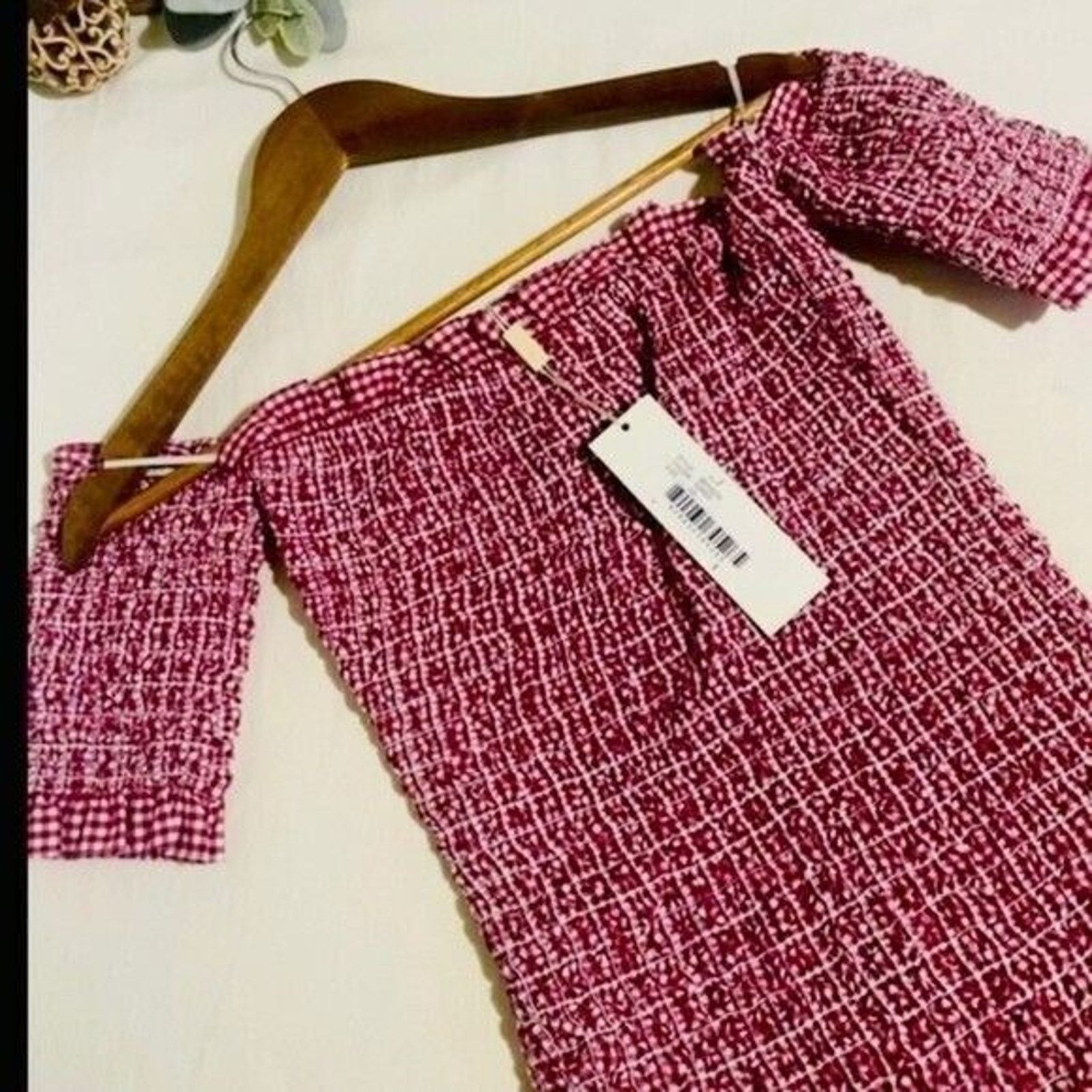 REVOLVE Petersyn Mini Benson Gingham Off-Shoulder Dress XS Red/White Size XS / US 0-2 / IT 36-38 - 2 Thumbnail