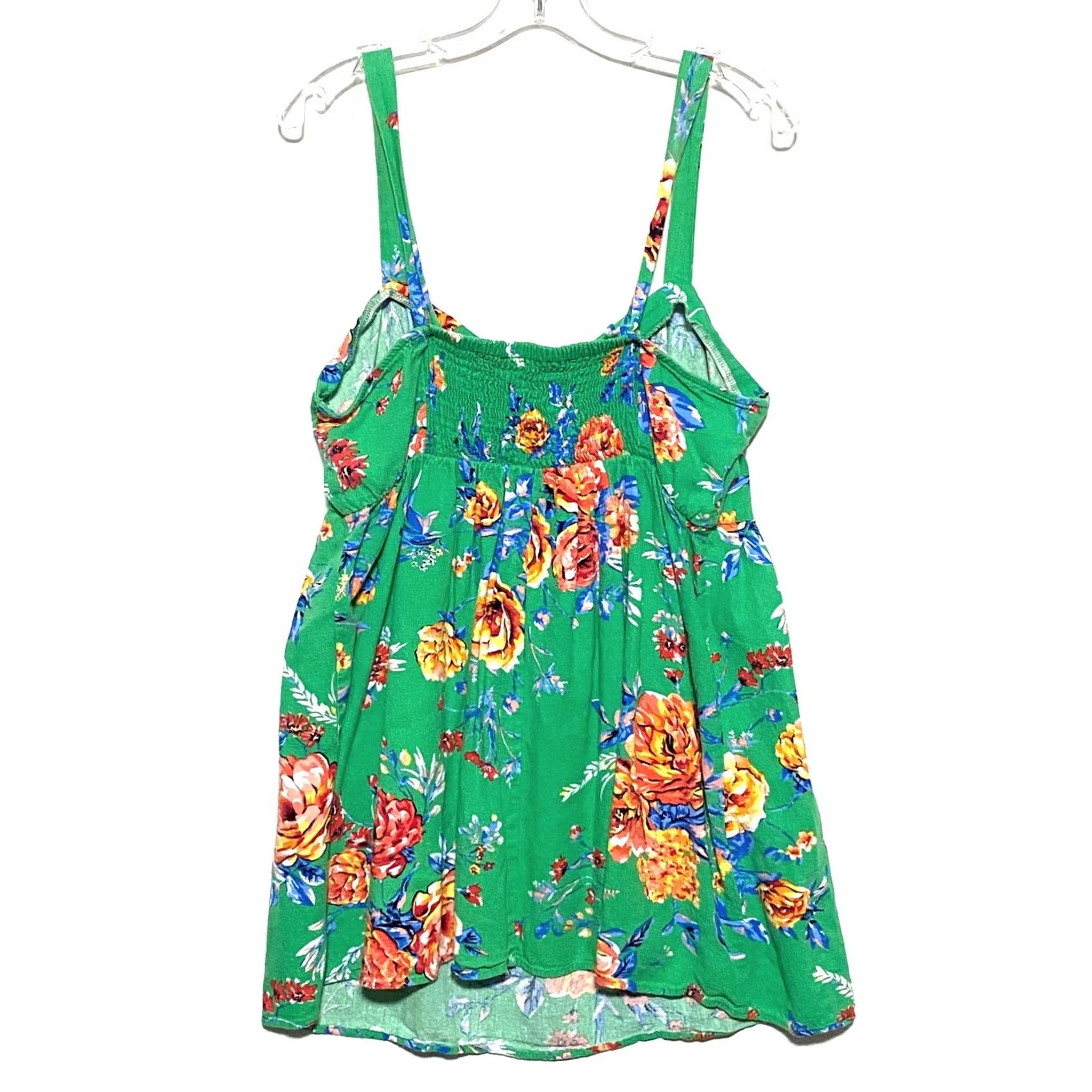 Forever 21 Forever 21+ Green Floral Sundress Adjustable Straps Smocked Womens Plus 0X Dress Short Mini Green Ladies 0X Plus Womens Size XL / US 12-14 / IT 48-50 - 3 Thumbnail