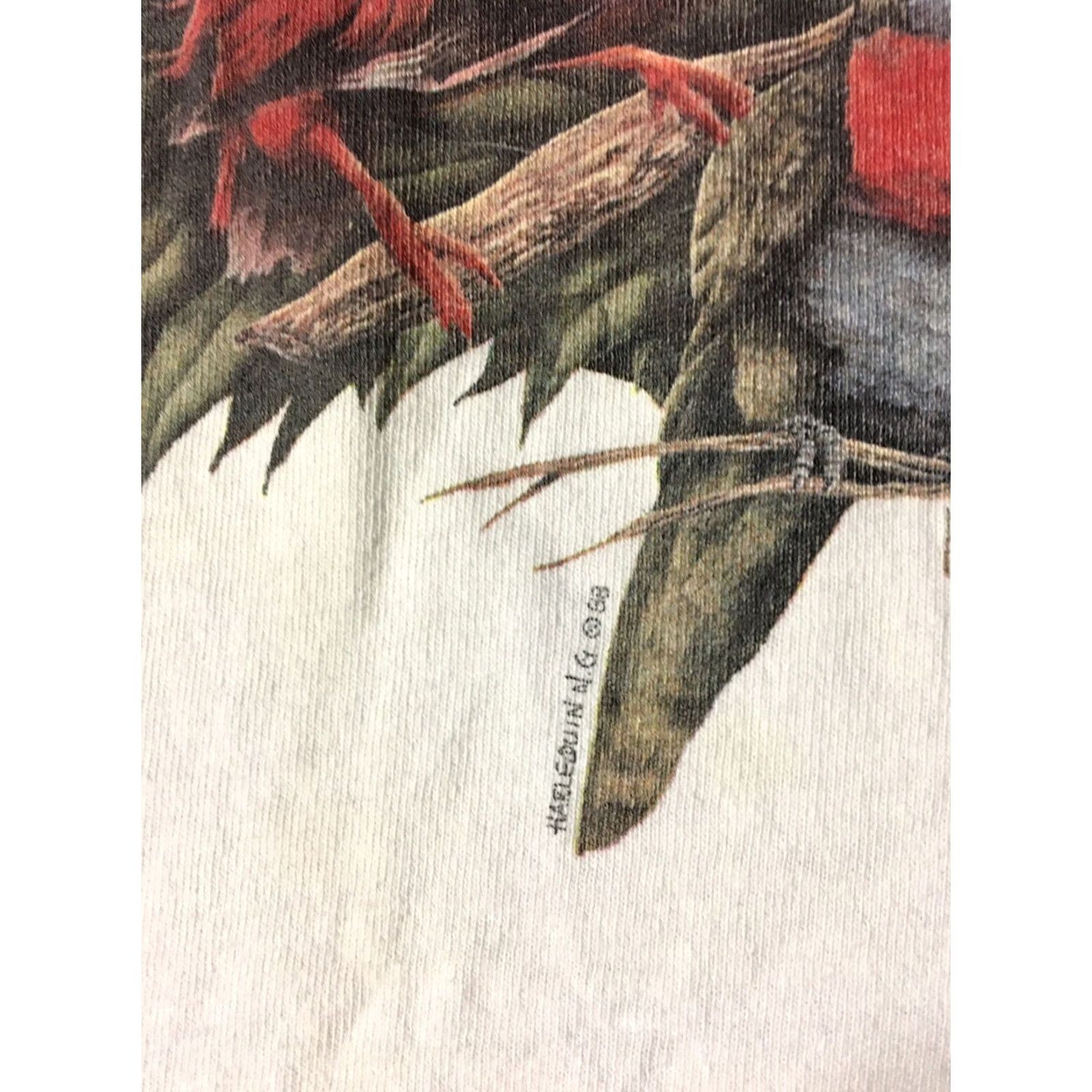 Vintage VINTAGE Birds Of The Tropics T-Shirt XL White Short Sleeve Stedman 80s 90s Grunge Distressed Single Stitch Nature Art Mens Size US XL / EU 56 / 4 - 4 Thumbnail