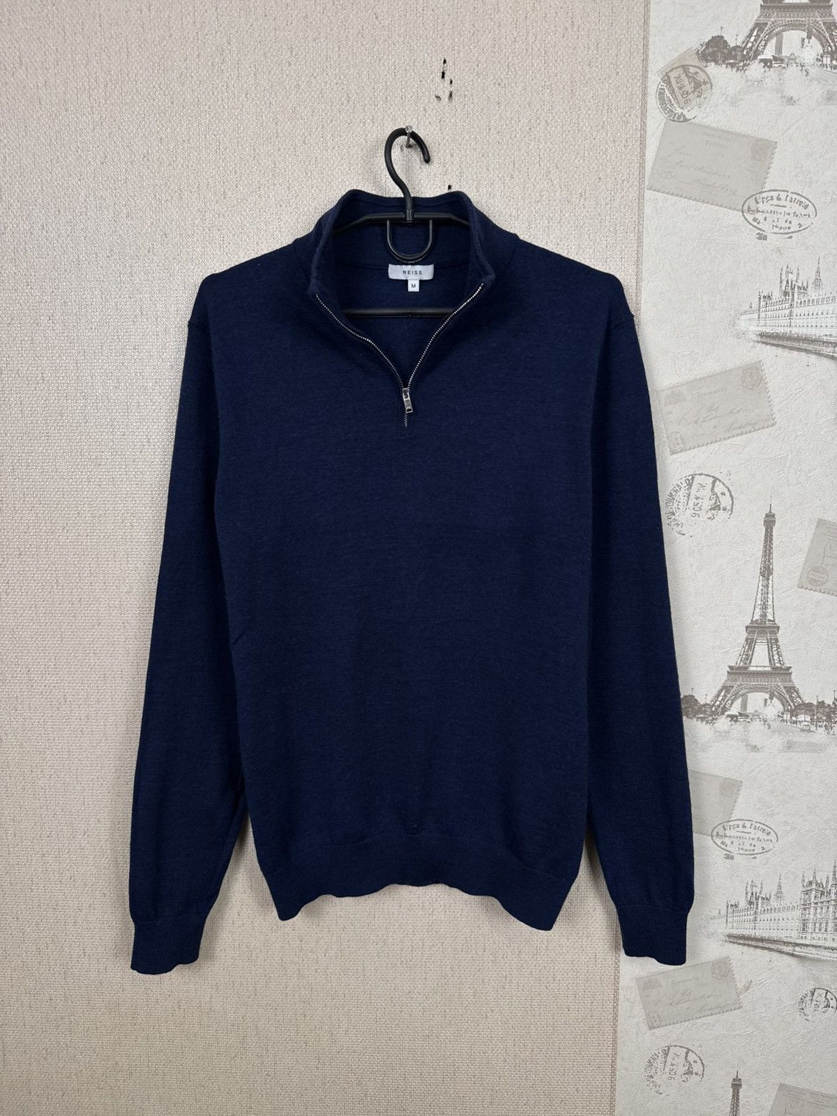 Reiss Reiss Sweartshirt 1/4 Zip Wool Luxury Mens Blue Navy M Size US M / EU 48-50 / 2 - 11 Thumbnail