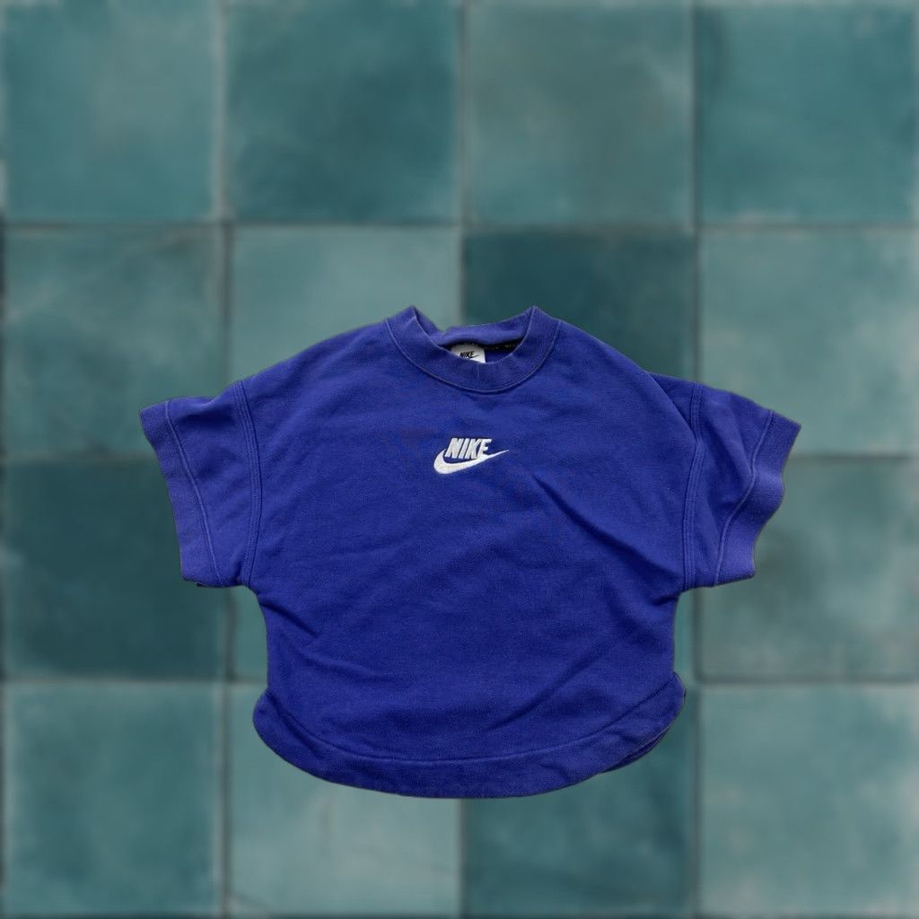 Nike Nike Shirt Womens XS Blue Crew Neck Pullover Short Sleeve Sweatshirt Fleece Size XS / US 0-2 / IT 36-38 - 1 Thumbnail