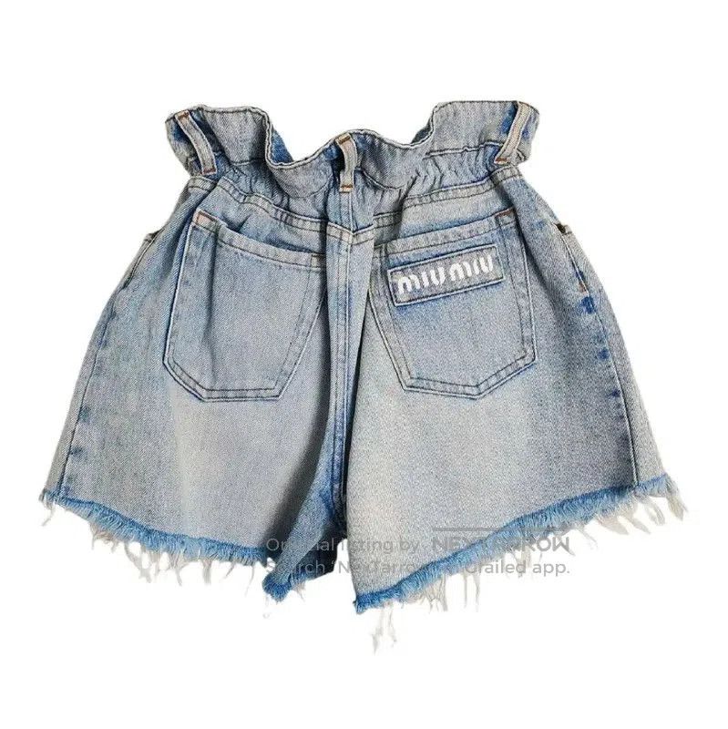 Miu Miu Miu Miu Blue Cotton Women's Shorts . Size 23" - 2 Thumbnail