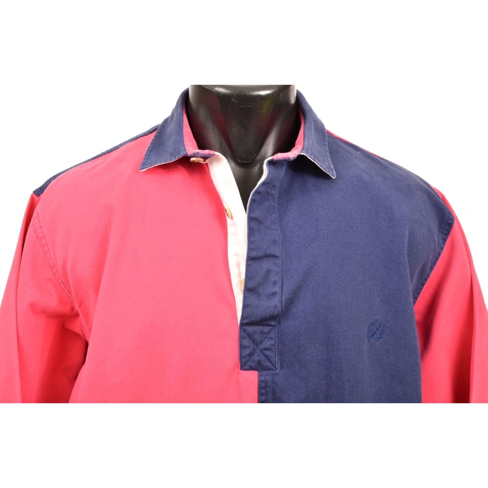 Pinko Chatham Deck Shirt M Adults Blue Colorblock Rugby Jersey Button-Up Long Sleeve Size US M / EU 48-50 / 2 - 2 Thumbnail