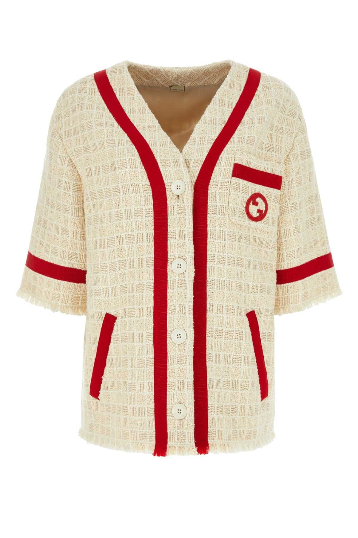 image of Gucci Sand Tweed Blazer in Beige O Tan, Women's (Size Small)