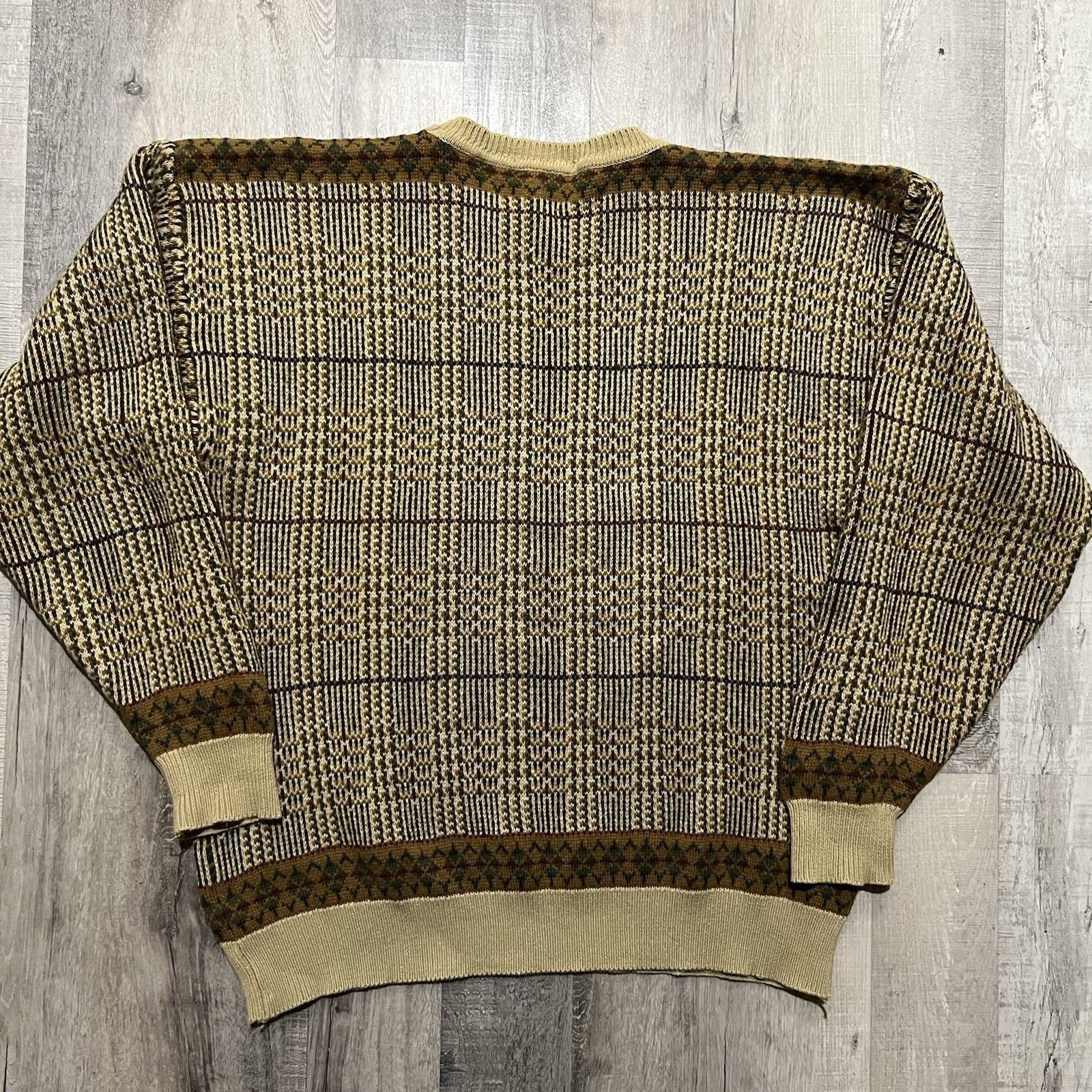 Nautica VTG Nautica Beige Cotton Knit Heavy Textured Preppy Sweater Size US L / EU 52-54 / 3 - 2 Thumbnail