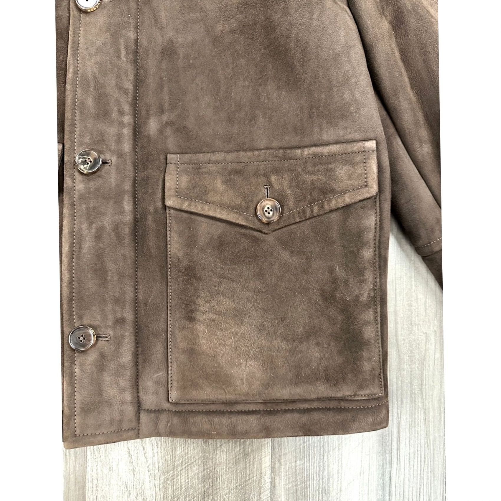 Robert Talbott Robert Talbott Jacket Military Suede Merinos Sheepskin Made in Italy Brown Large Mens Size US L / EU 52-54 / 3 - 5 Thumbnail