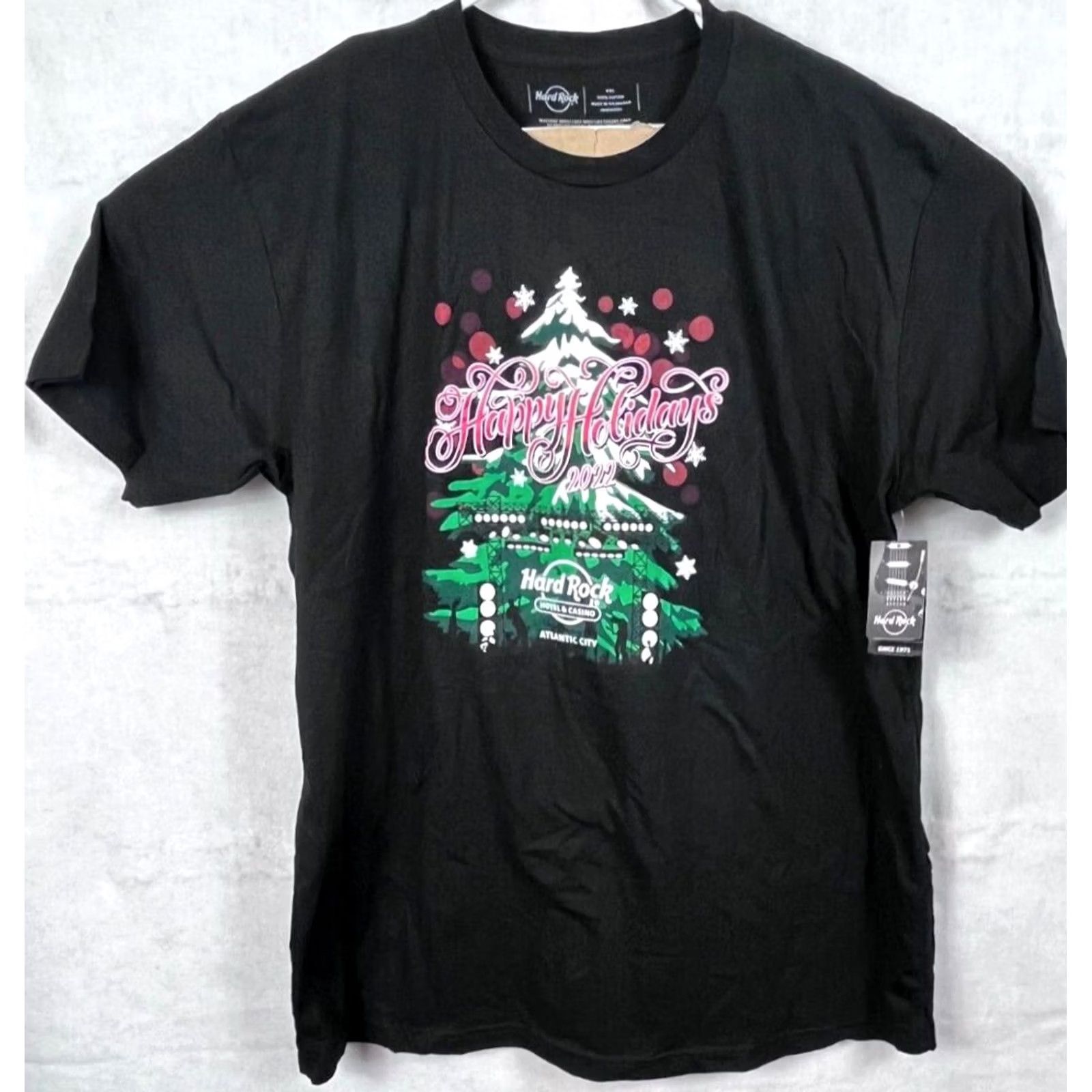 Hard Rock Cafe Hard Rock Hotel Casino Atlantic City T-Shirt Men 2XL Cotton Black Christmas Santa Happy Holidays Graphic Print Logo Regular Short Sleeve Crew Neck Size US XXL / EU 58 / 5 - 2 Thumbnail