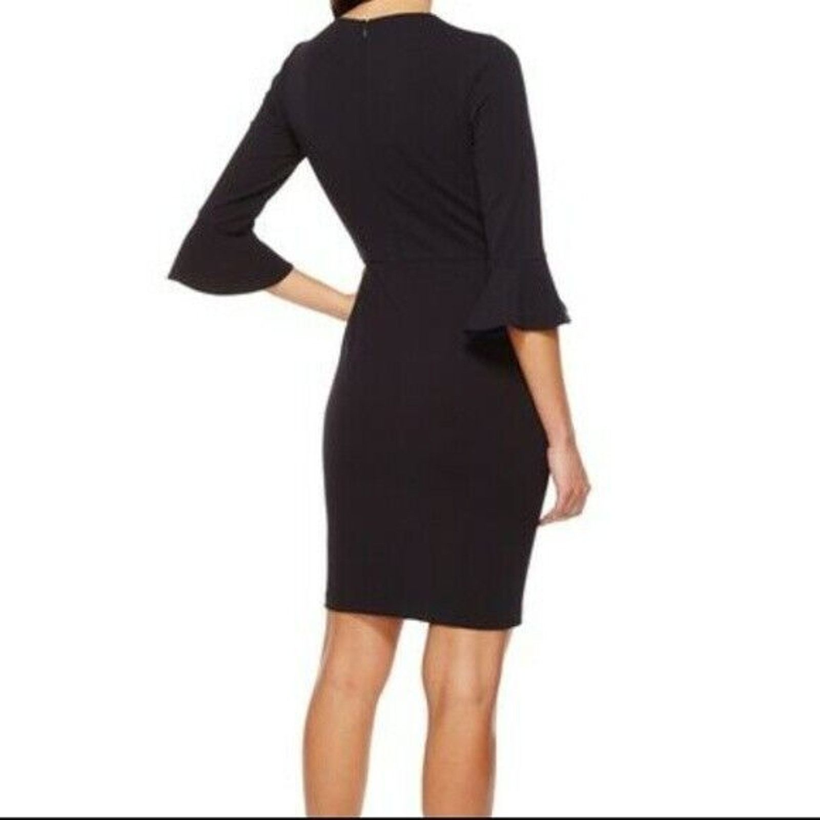 Donna Morgan New Donna Morgan KENDALL 3/4 Ruffle Sleeve Mini Dress Black Size M / US 6-8 / IT 42-44 - 4 Thumbnail