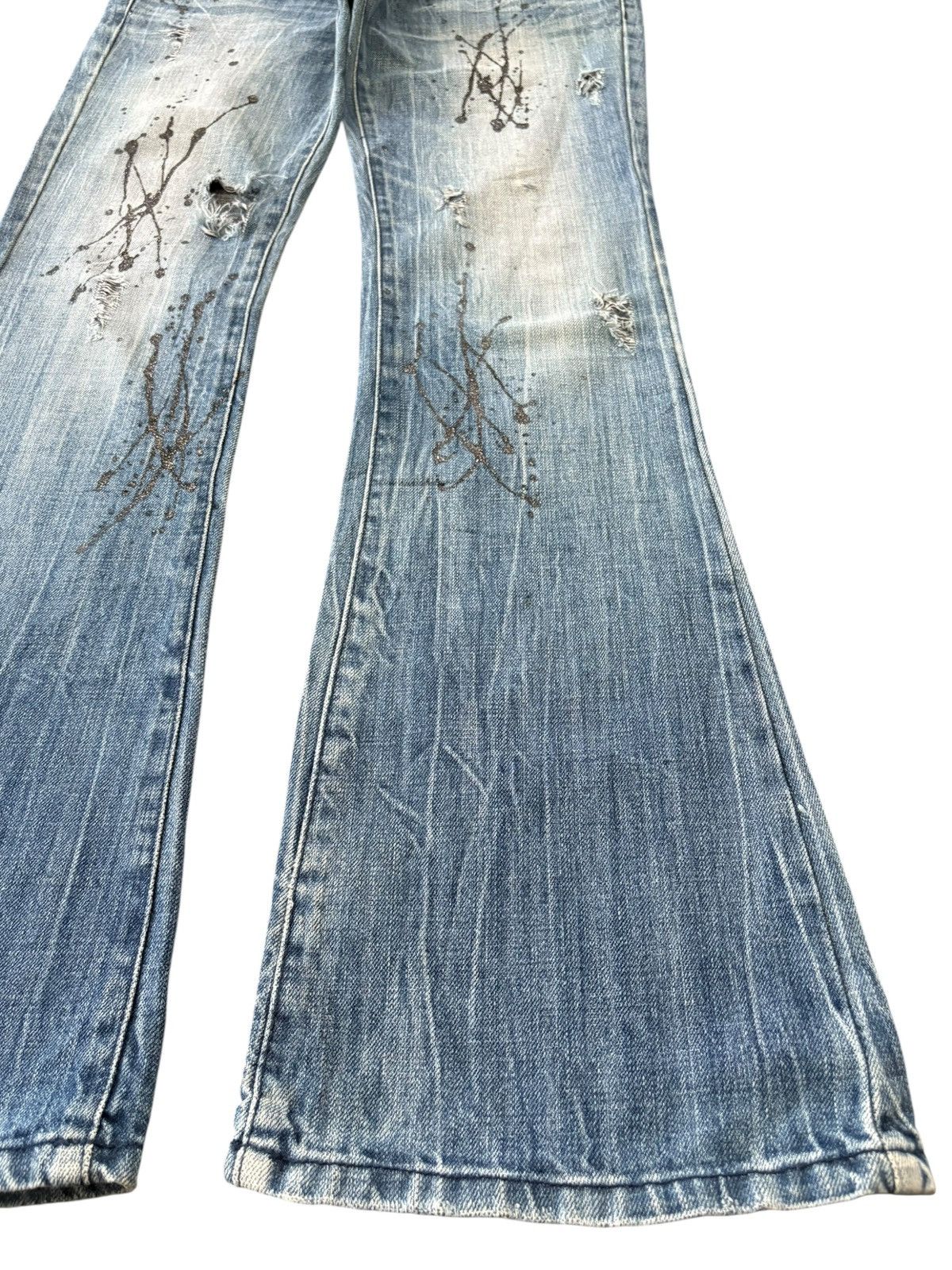 If Six Was Nine Vintage Japanese Brand Punk Splattered Distress Flare Jeans Size US 31 - 7 Thumbnail