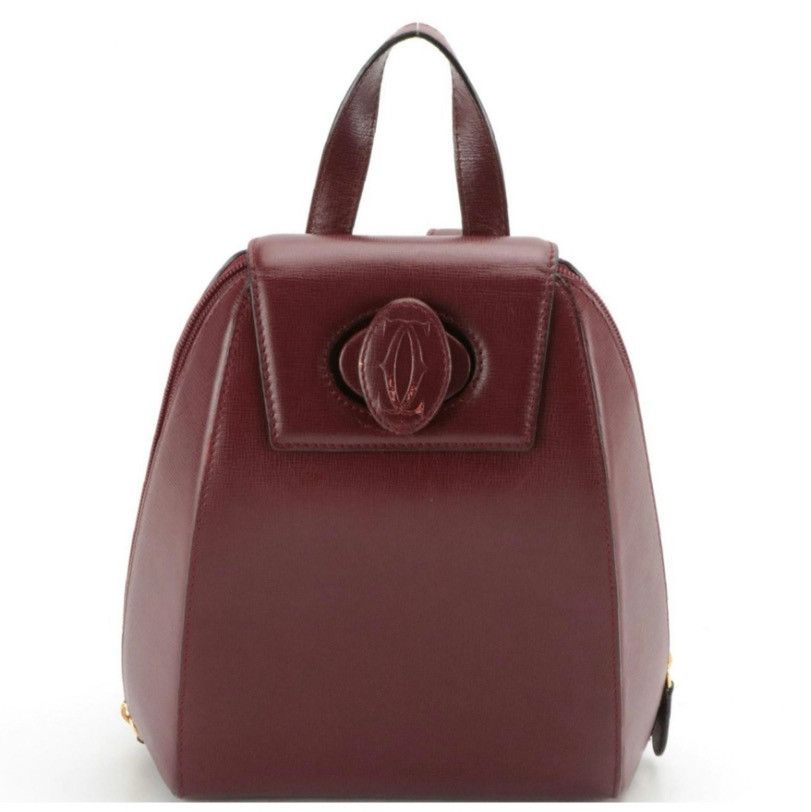 Cartier Cartier Bordeaux Leather Backpack – Gold-Tone Hardware Size ONE SIZE - 1 Thumbnail