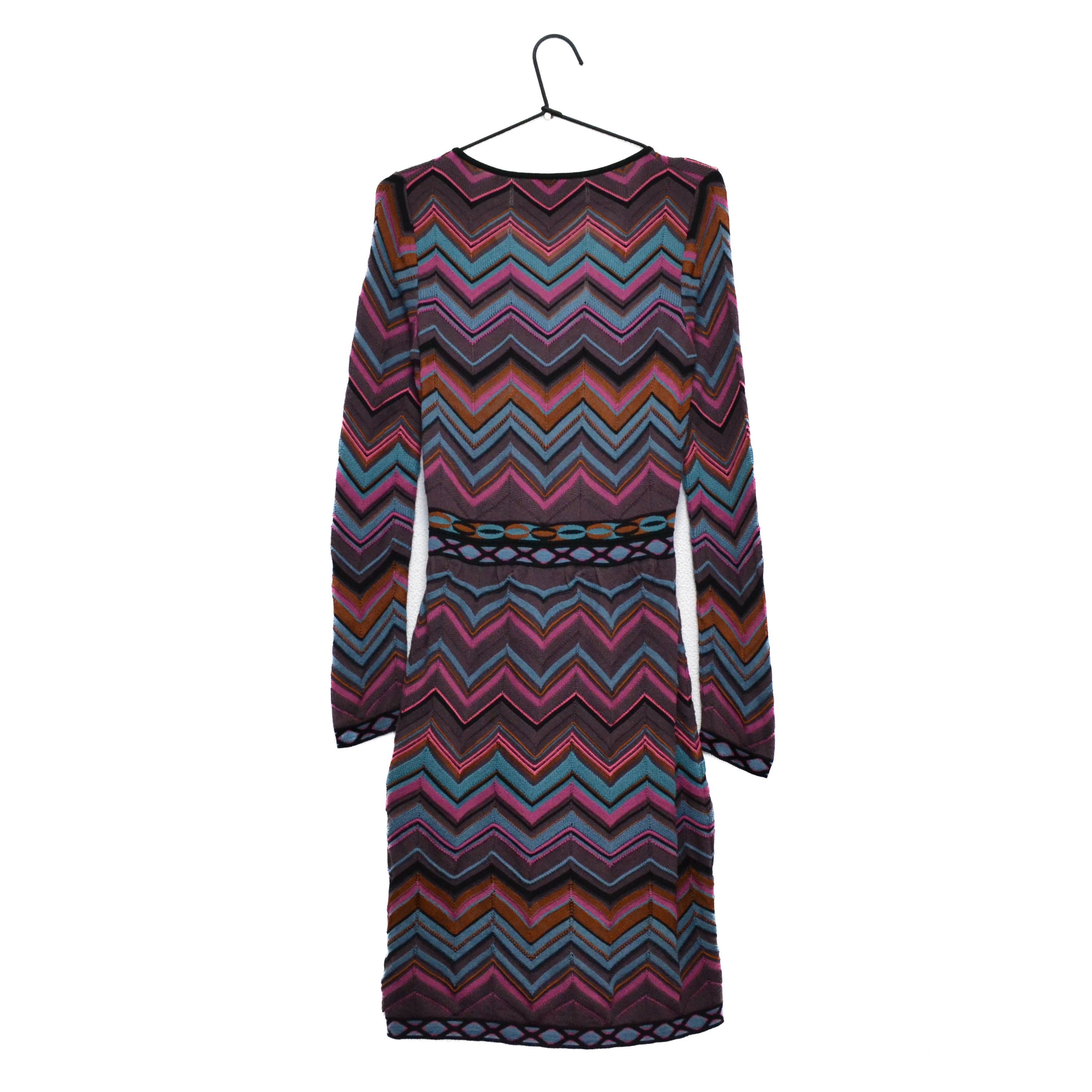 Missoni Missoni "M" Designer Zigzag Multicolor Viscose Dress Size M / US 6-8 / IT 42-44 - 7 Thumbnail