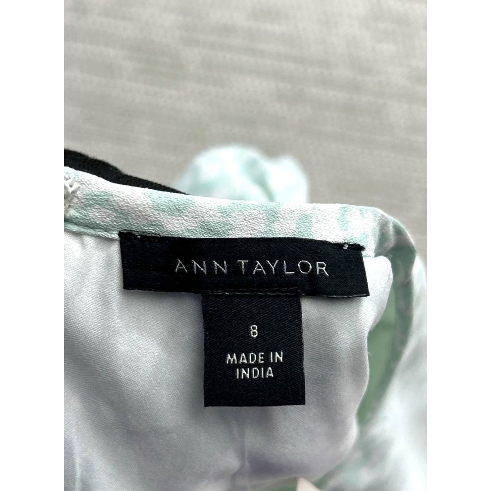 Ann Taylor Ann Taylor Dress Womens 8 Fit & Flare Green Dappled Puff Sleeve Back Zip Short Sleeve Casual Party/Cocktail Size M / US 6-8 / IT 42-44 - 3 Thumbnail