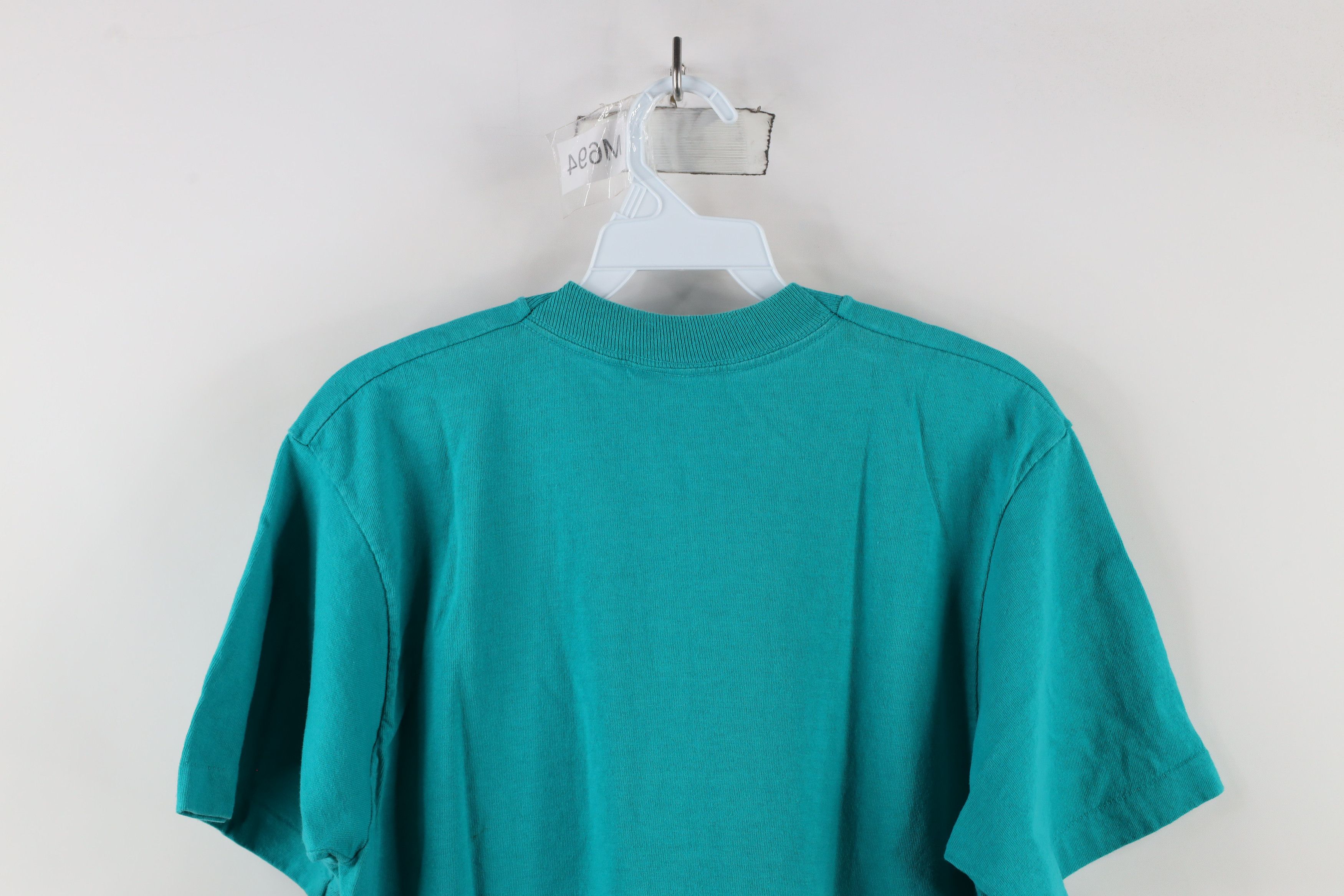 Vintage Vintage 90s Streetwear Blank Pocket T-Shirt Cotton Teal USA Size US M / EU 48-50 / 2 - 8 Thumbnail