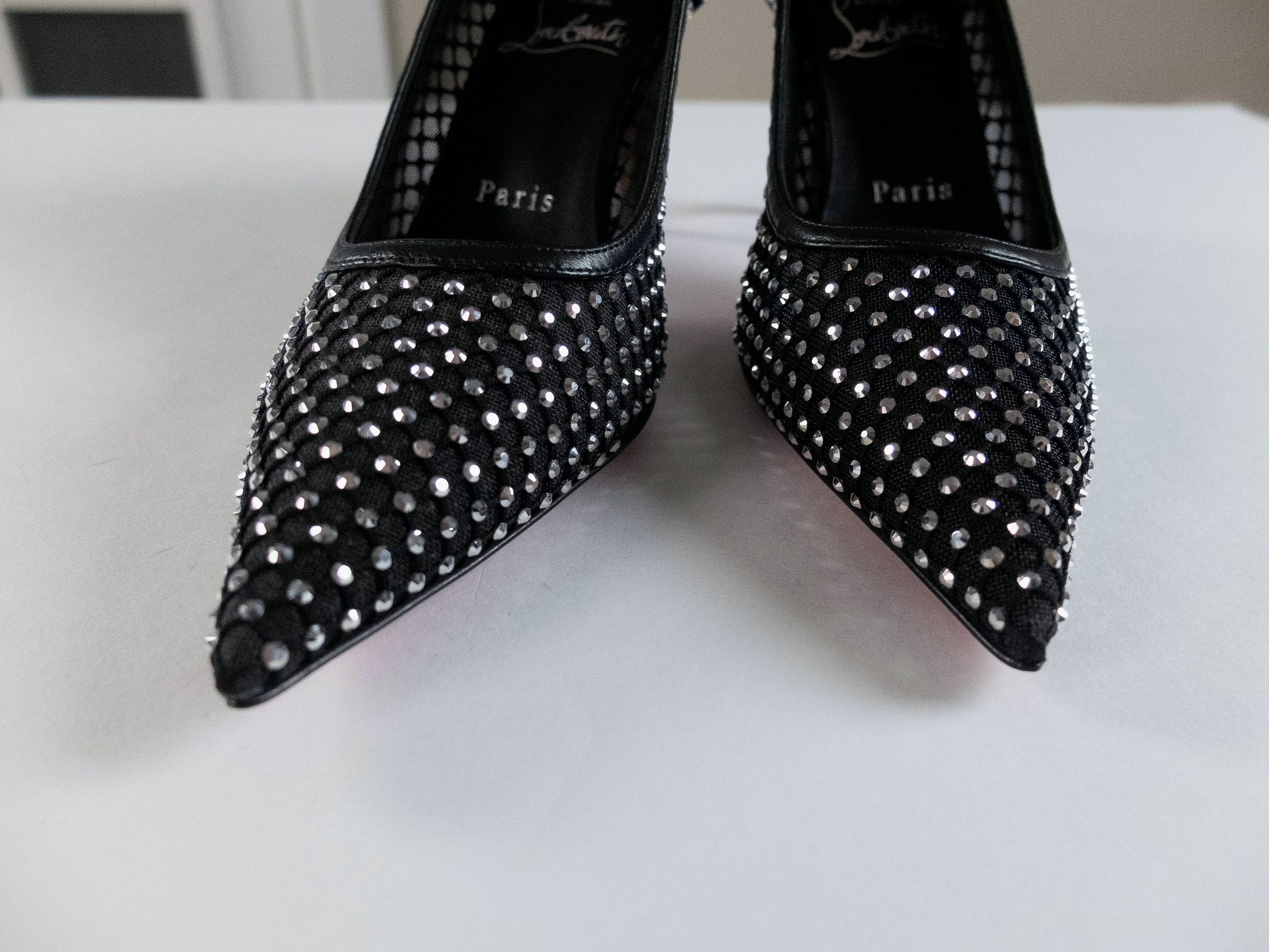 Christian Louboutin CHRISTIAN LOUBOUTIN Apostropha Mesh Strass black pumps 37.5 Size US 7.5 / IT 37.5 - 7 Thumbnail