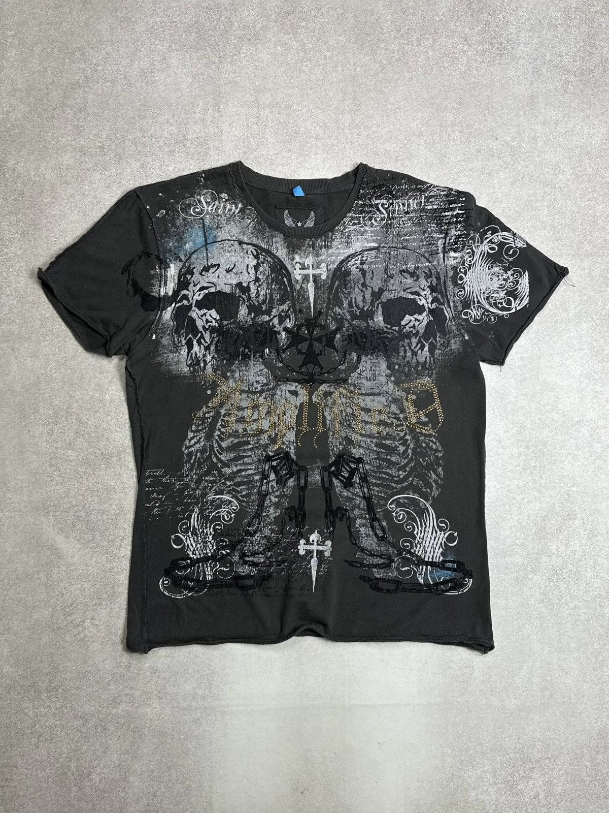 Affliction Vintage Amplified Affliction Y2K All Over Print T-shirt XXL Size US XXL / EU 58 / 5 - 1 Thumbnail