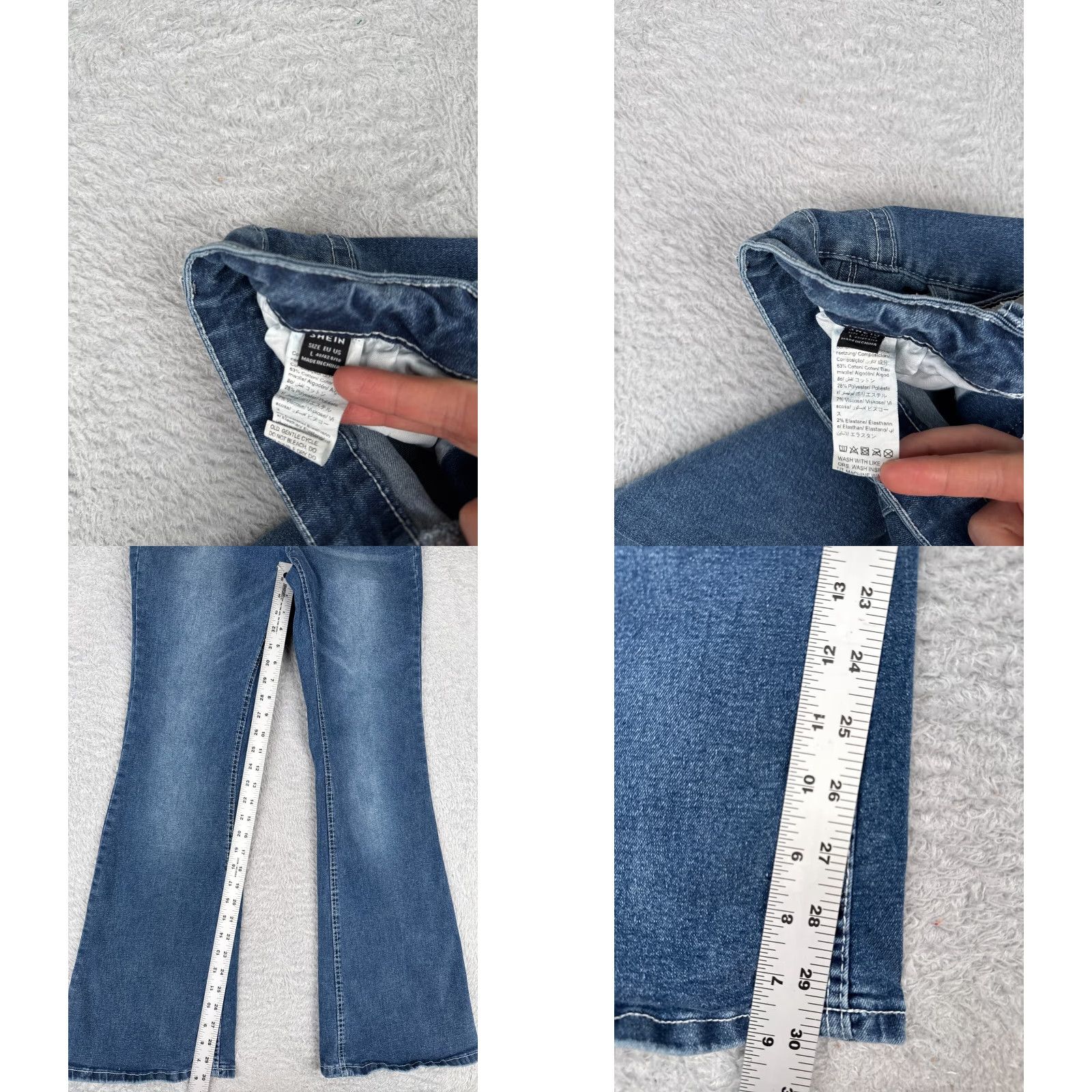 Shein SheIn Jeans Women’s 8 Blue Denim Flare Distressed Mid Rise 29x30 Cotton Blend 5-Pocket Design Vintage No Size 30" / US 8 / IT 44 - 8 Thumbnail