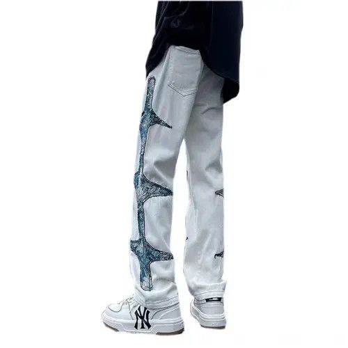 VIBE Street retro contrast color patchwork embroidered pants Size US 30 / EU 46 - 4 Thumbnail