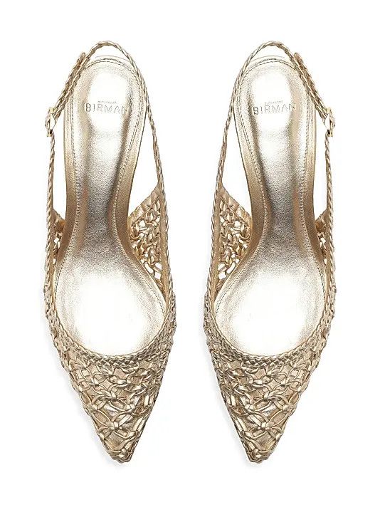 Alexandre Birman os11x1225 Jane Tresse 60MM Metallic Slingback Pumps Size US 8 / IT 38 - 9 Thumbnail