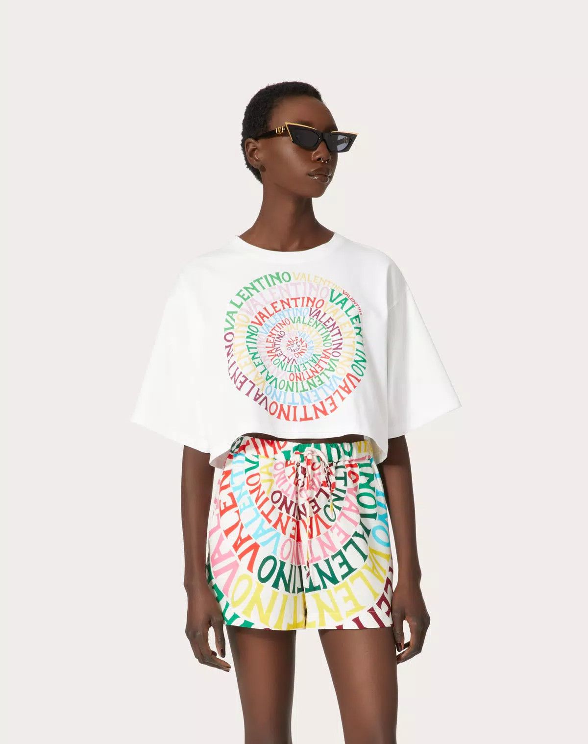Valentino o1s1wg110625 Loop Jersey T-Shirt in White Size M / US 6-8 / IT 42-44 - 4 Thumbnail