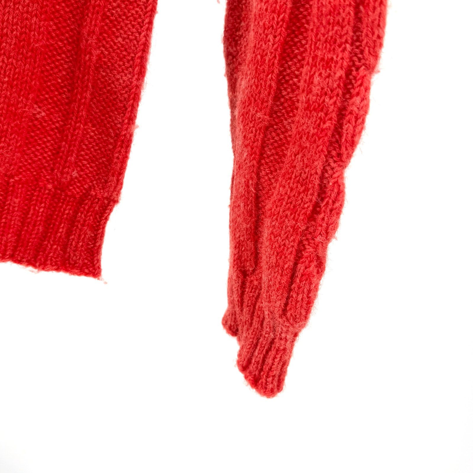 Vintage Vintage 60s Custom Made Red Wool Cable Knit Crewneck Sweater Size S / US 4 / IT 40 - 4 Thumbnail