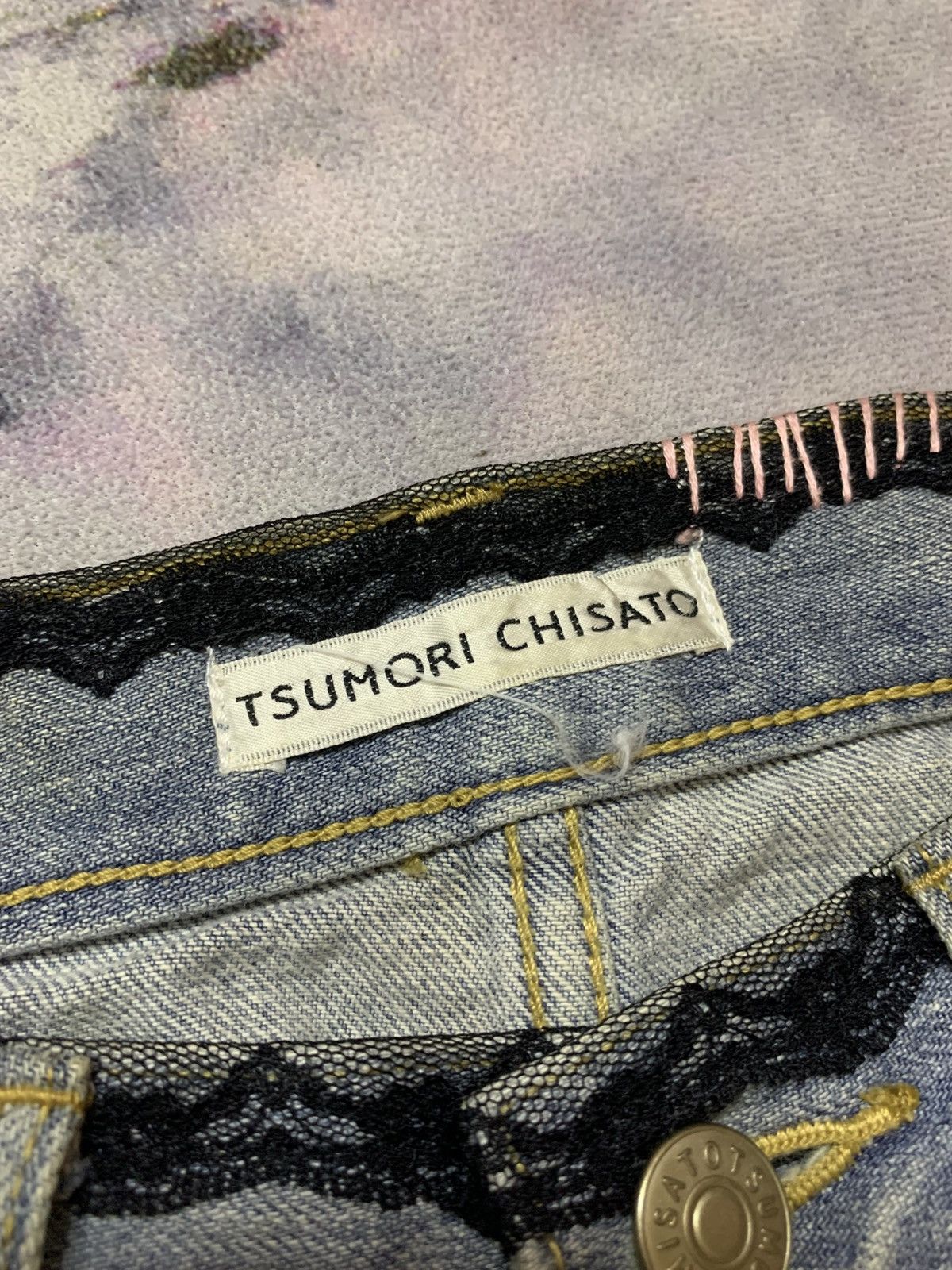 Tsumori Chisato Tsumori Chisato Short Washed Denim ‘Love’ Custom Art Size 29" - 8 Thumbnail