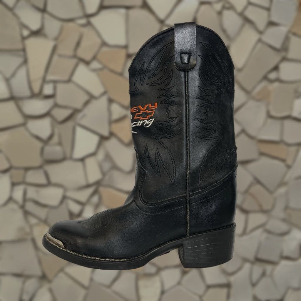 Vintage Laredo Black Western Boots Womens Size 6 Ankle Comfort Pull Tabs Block Heel Shoes
